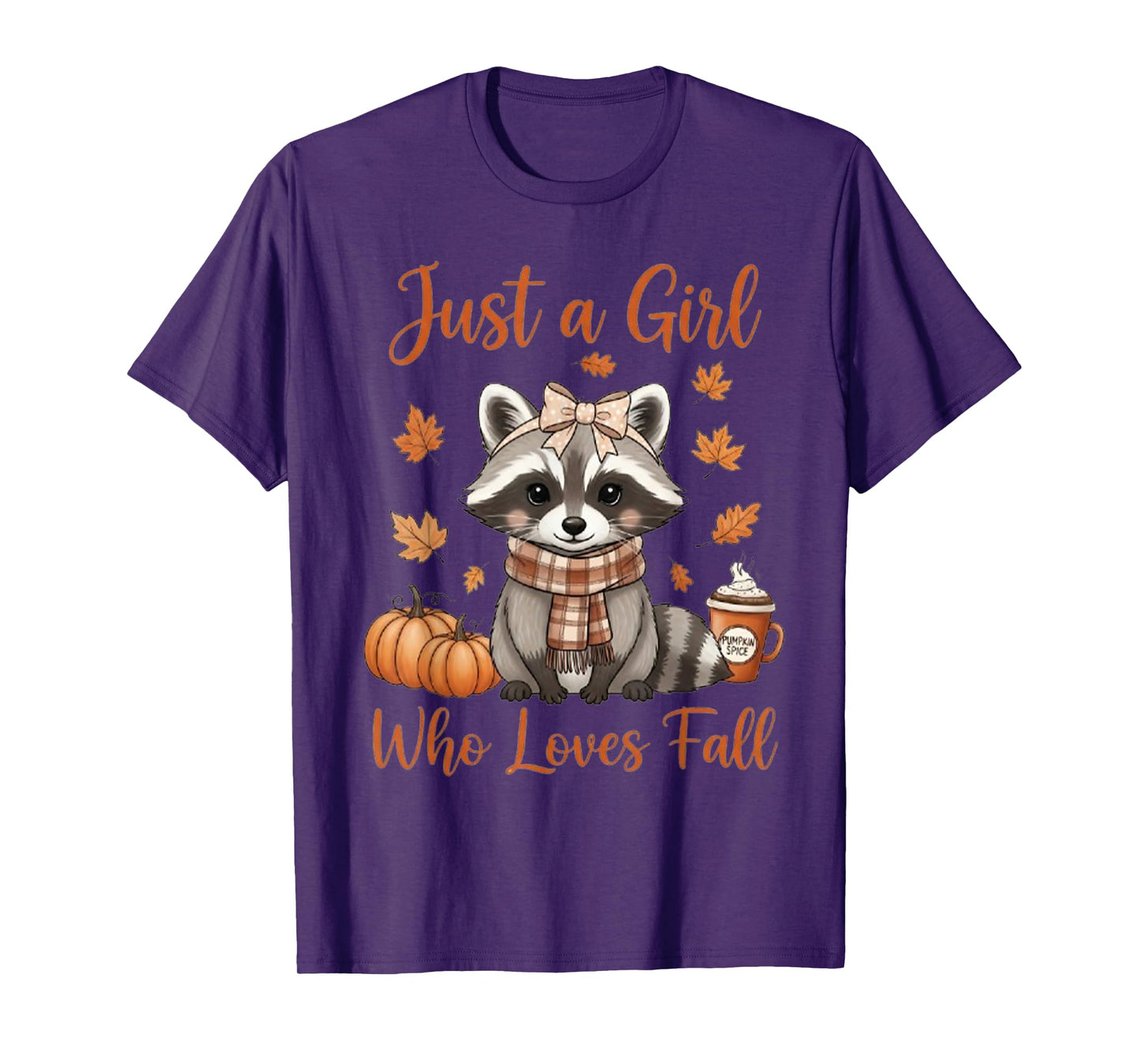 Just A Girl Who Loves Fall Funny Raccoon Fall Vibes T-Shirt