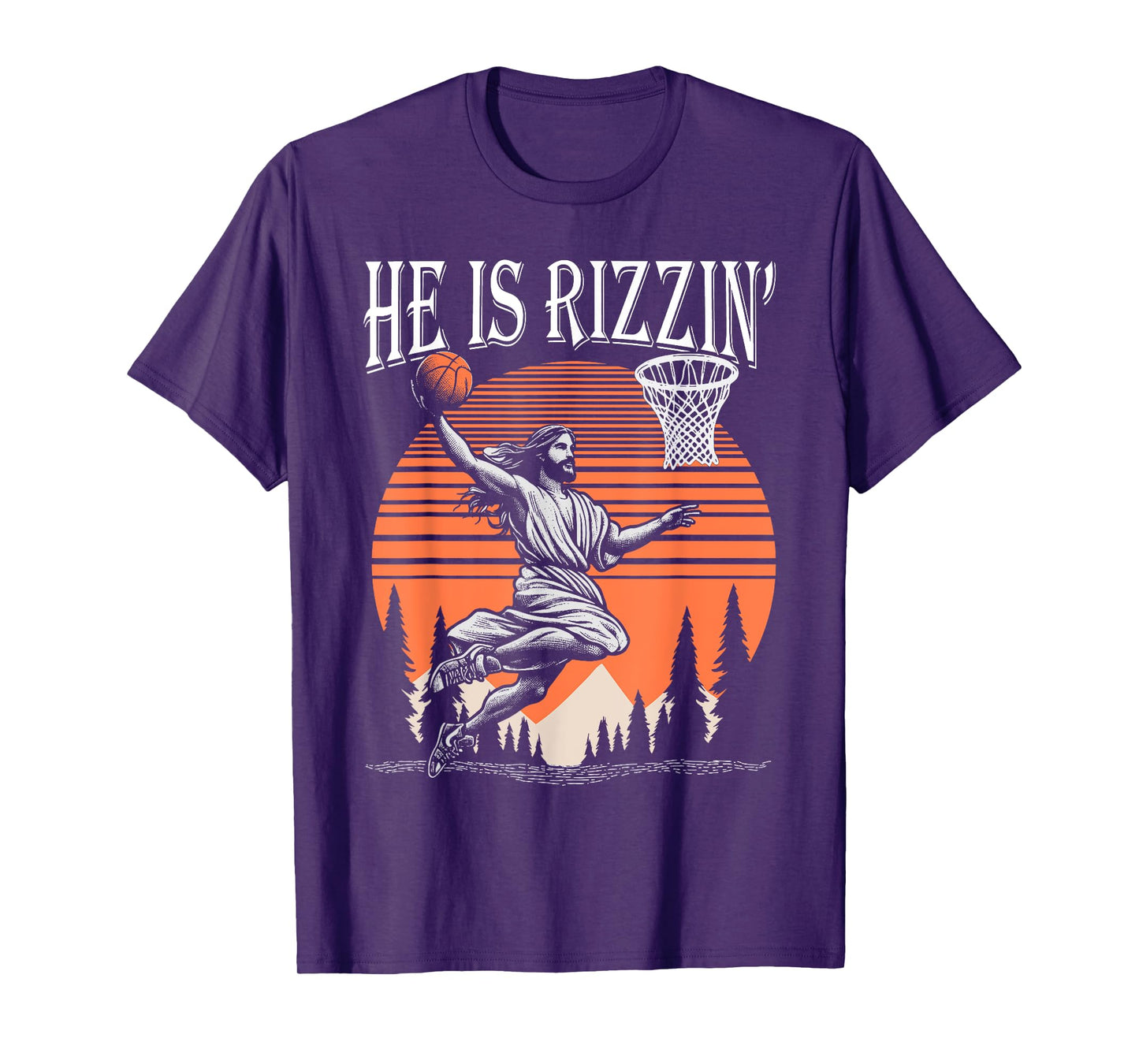 He Is Rizzin Funny Jesus Basketball Easter Christian Men Boy T-Shirt