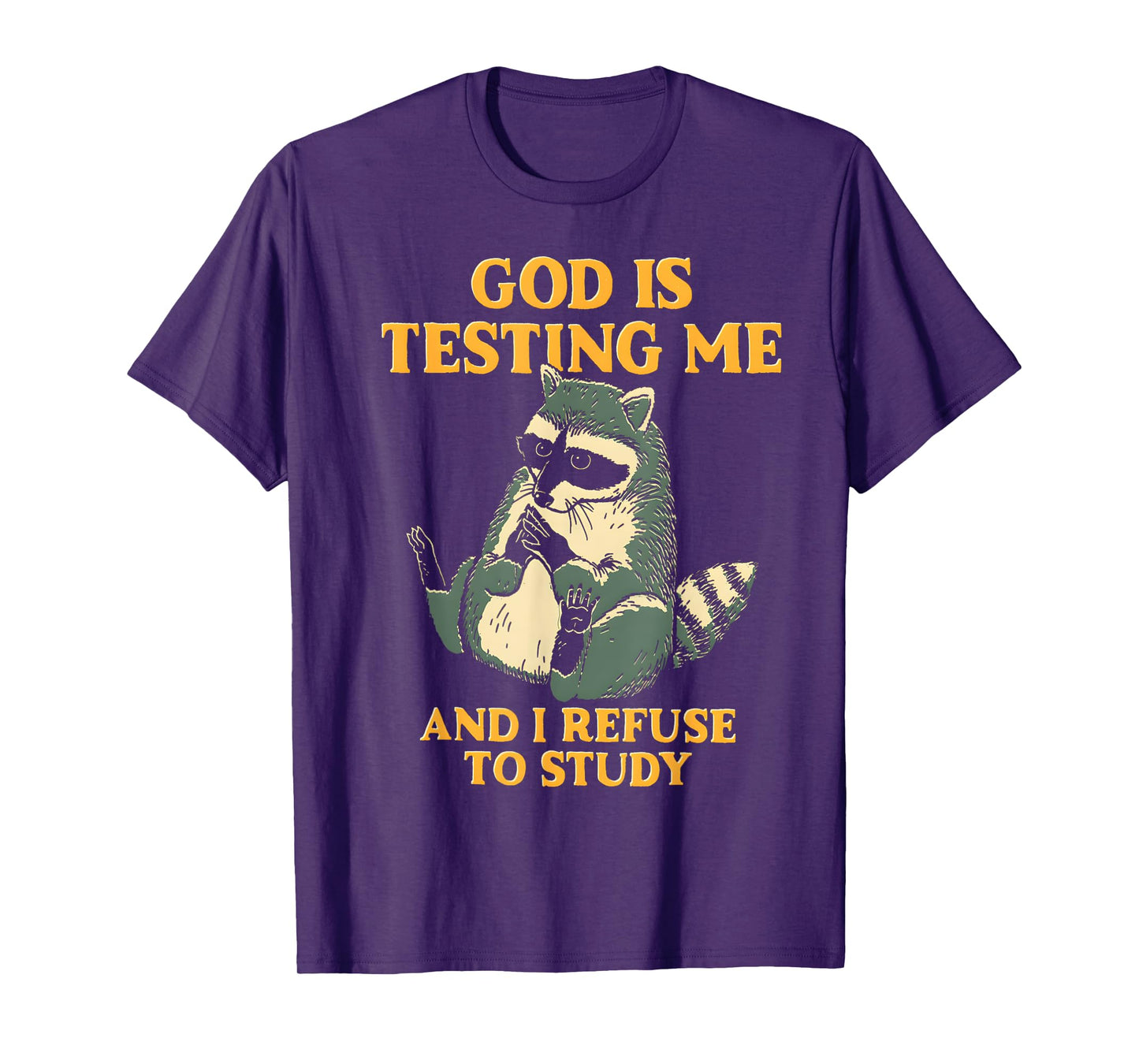 Raccoon Funny God Is Testing Me And I Refuse To Study T-Shirt
