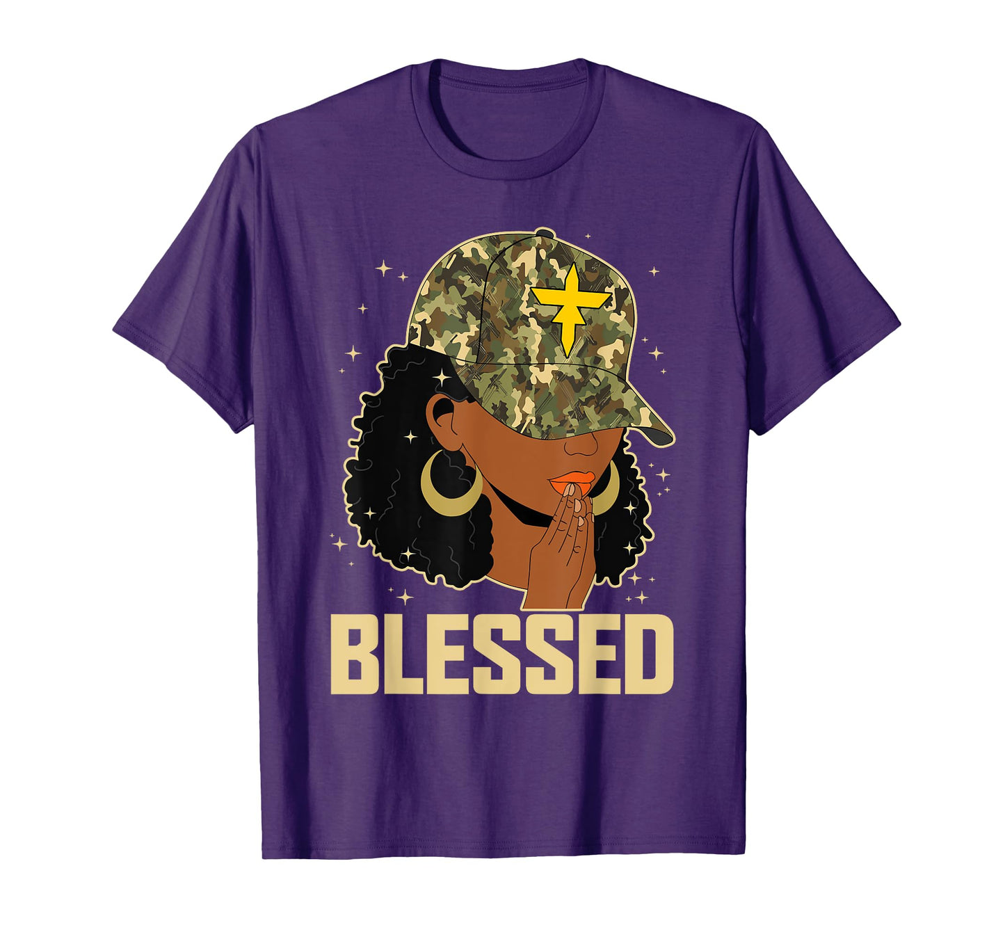 Blessed Black Woman Praying African Christian Camouflage T-Shirt