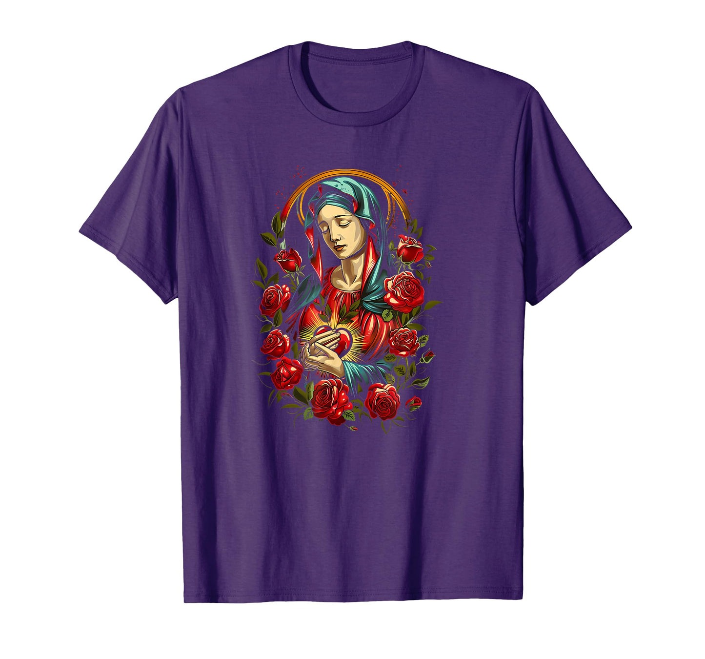 Mary Mother of God Heart of Virgin Art Deco Style Catholic T-Shirt