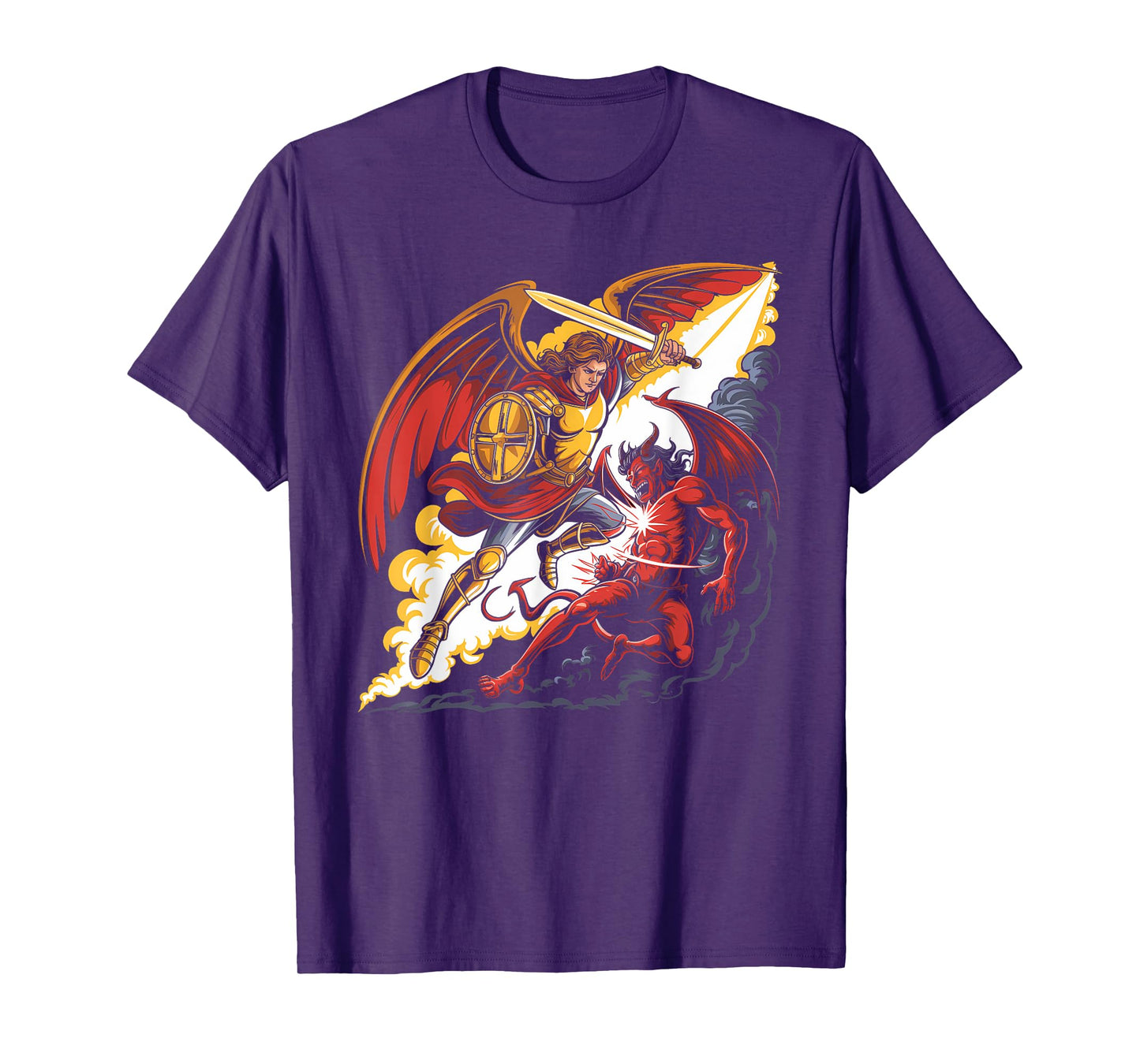 Archangel Warrior Defeating Evil Artwork T-Shirt