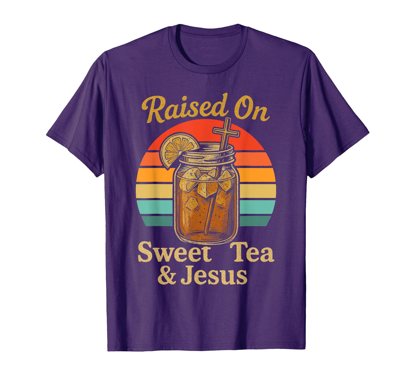 Raised on Sweet Tea and Jesus Sunset Iced Tea Christian T-Shirt