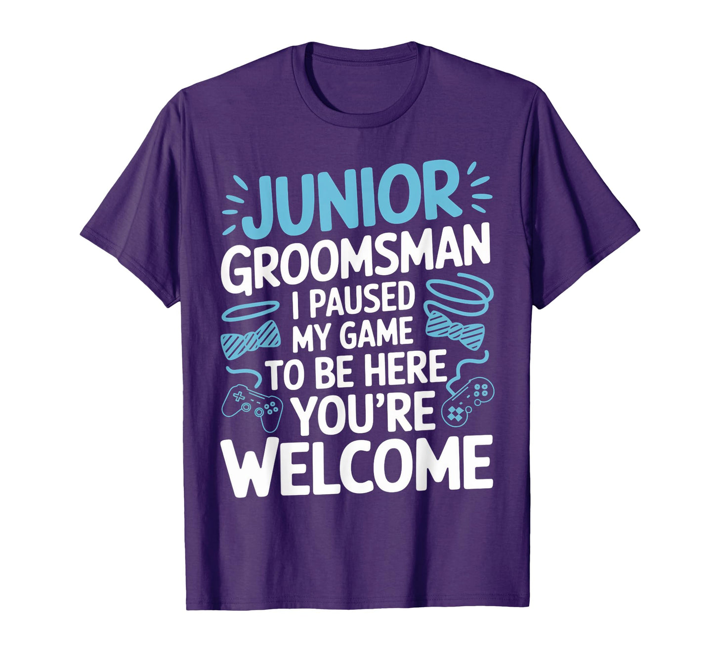 I Paused My Game Wedding Party Bow Tie Cute Junior Groomsman T-Shirt