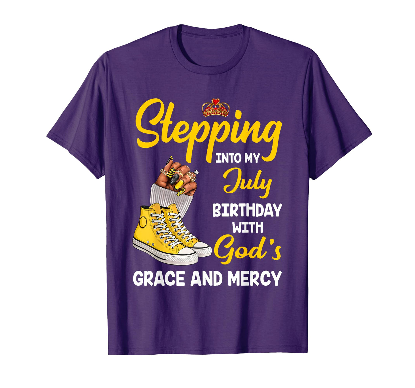 Stepping Into My July Birthday Queen Melanin Afro Woman T-Shirt