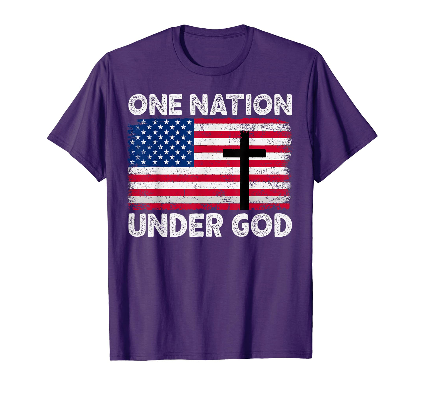 ONE NATION UNDER GOD Flag 4th Of July Patriotic Christian T-Shirt