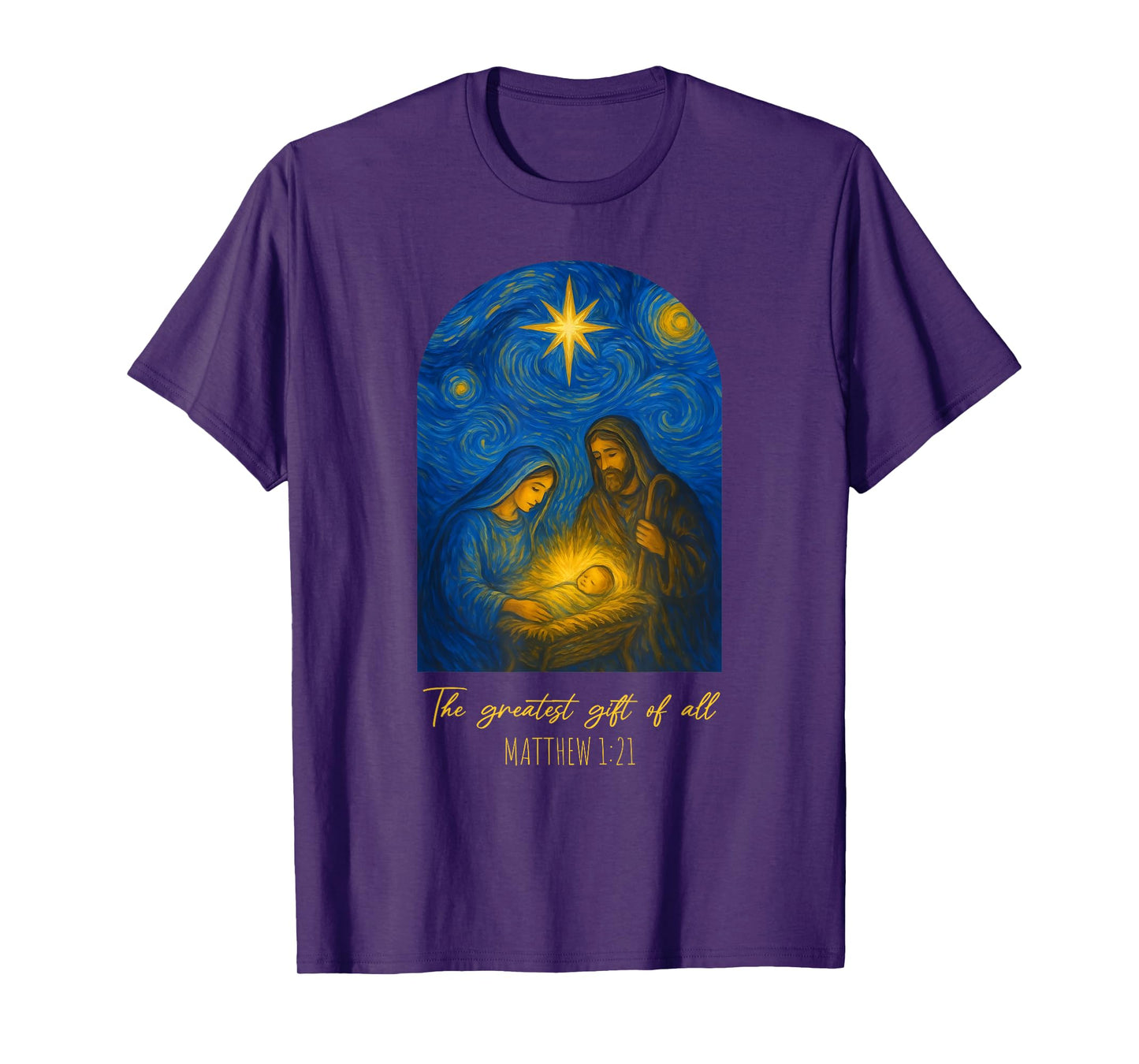 The Greatest of All Christmas Starry Night Van Gogh Nativity T-Shirt