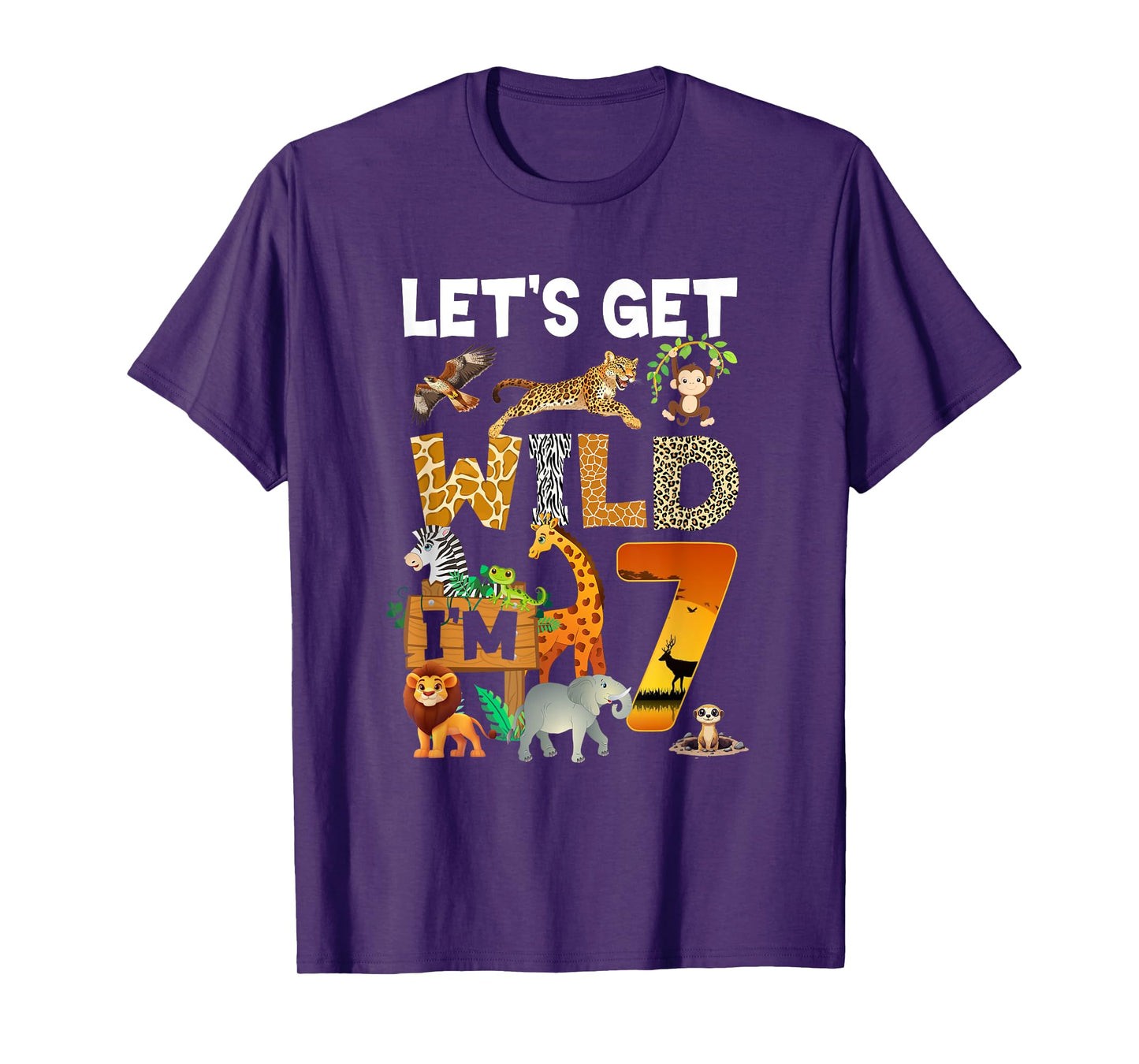 7 Year Old Zoo Birthday Safari Jungle Animal 7Th Bday T-Shirt