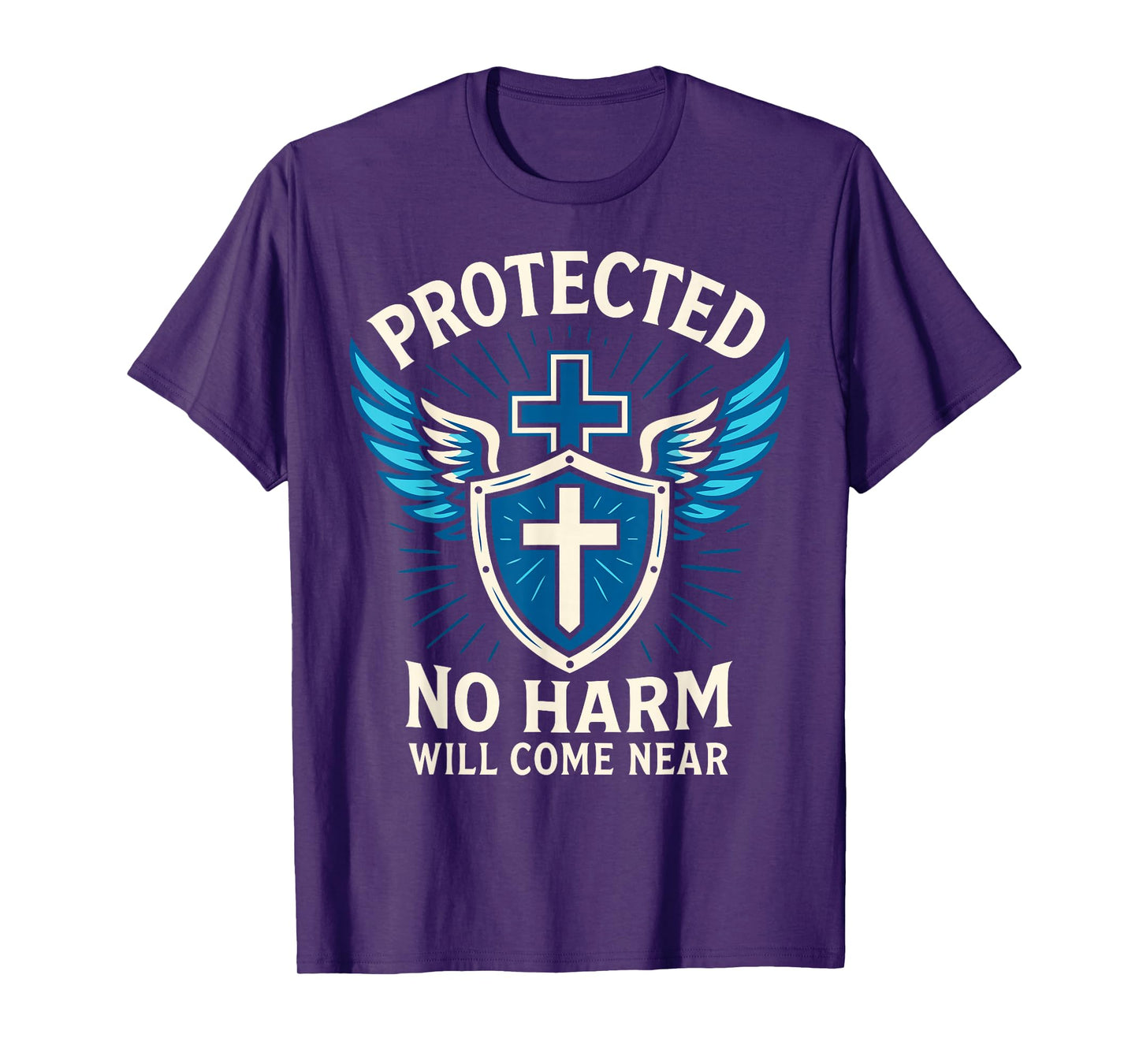 Protected No Harm Will Come Near Christian Psalm 91 Navy T-Shirt