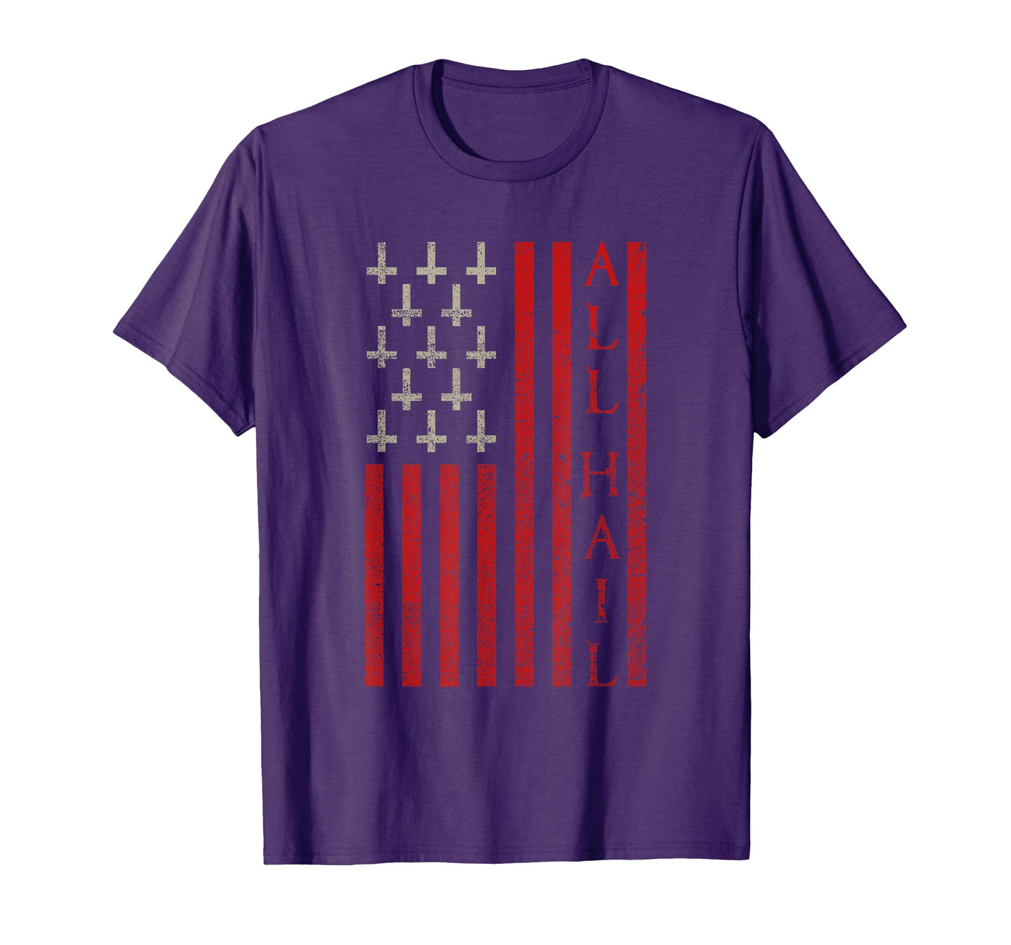Patriotic Satan American Flag Occult Pentagram Baphomet 666 T-Shirt for Women Men