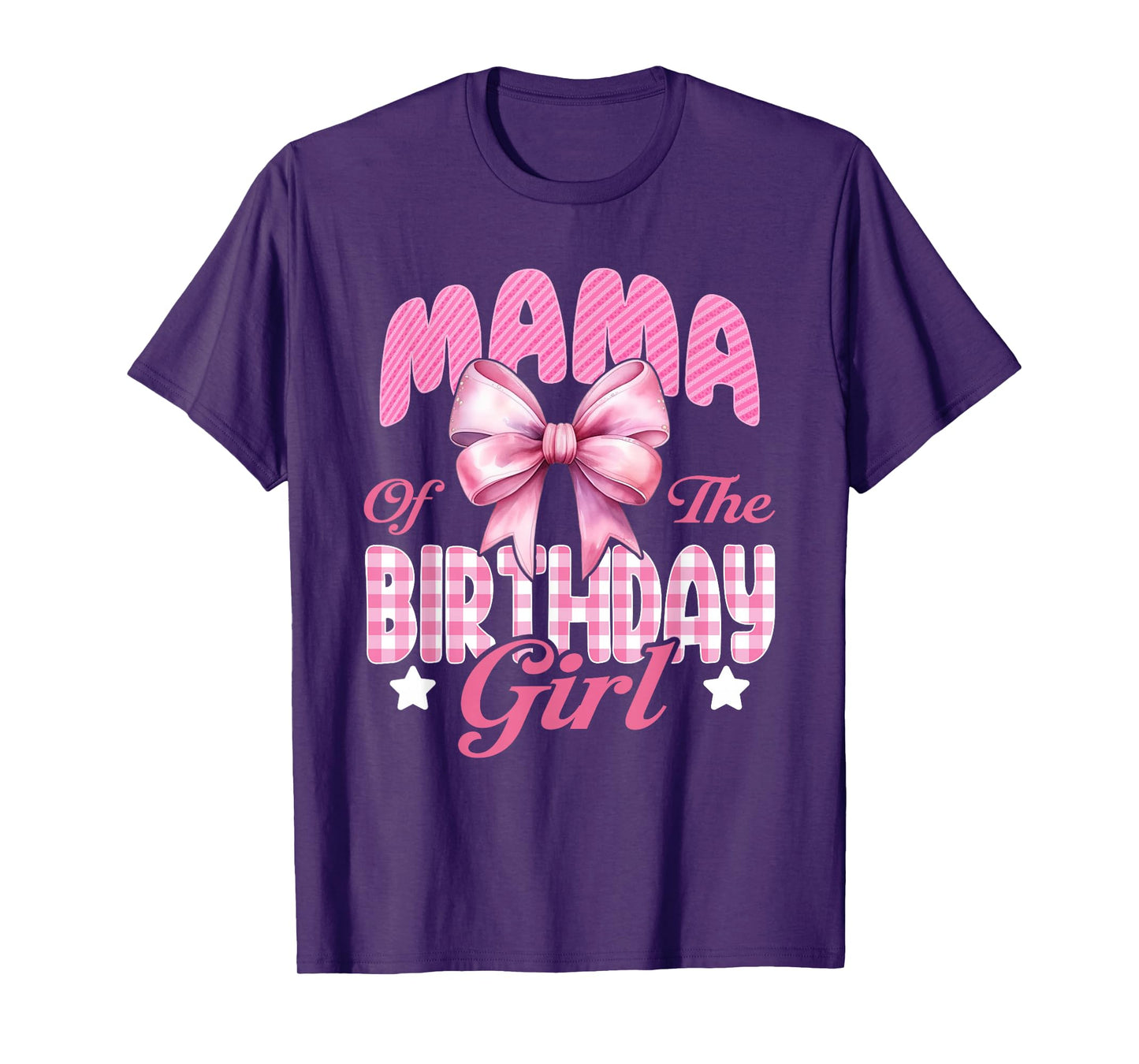 Mama of The Birthday Girl Family Pink Coquette Bow T-Shirt