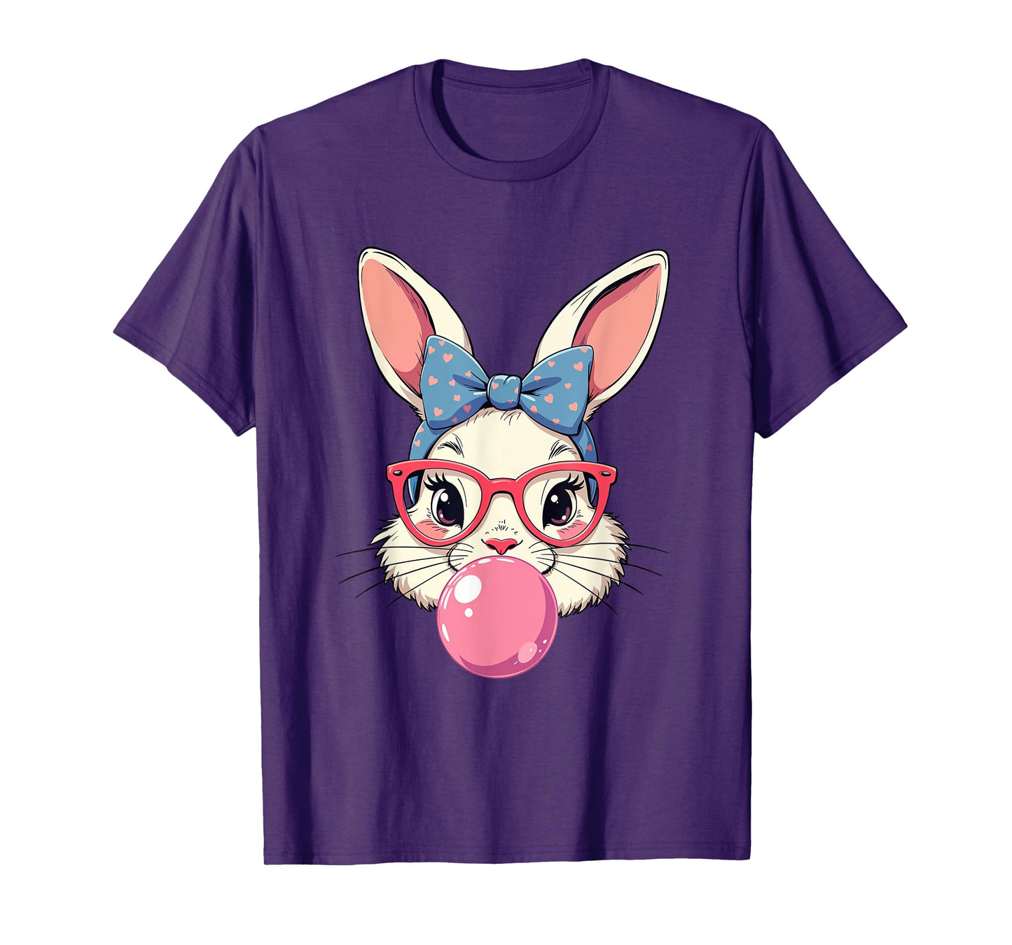 Cute Easter Day Bunny Face With Bandana Heart Glasses T-Shirt