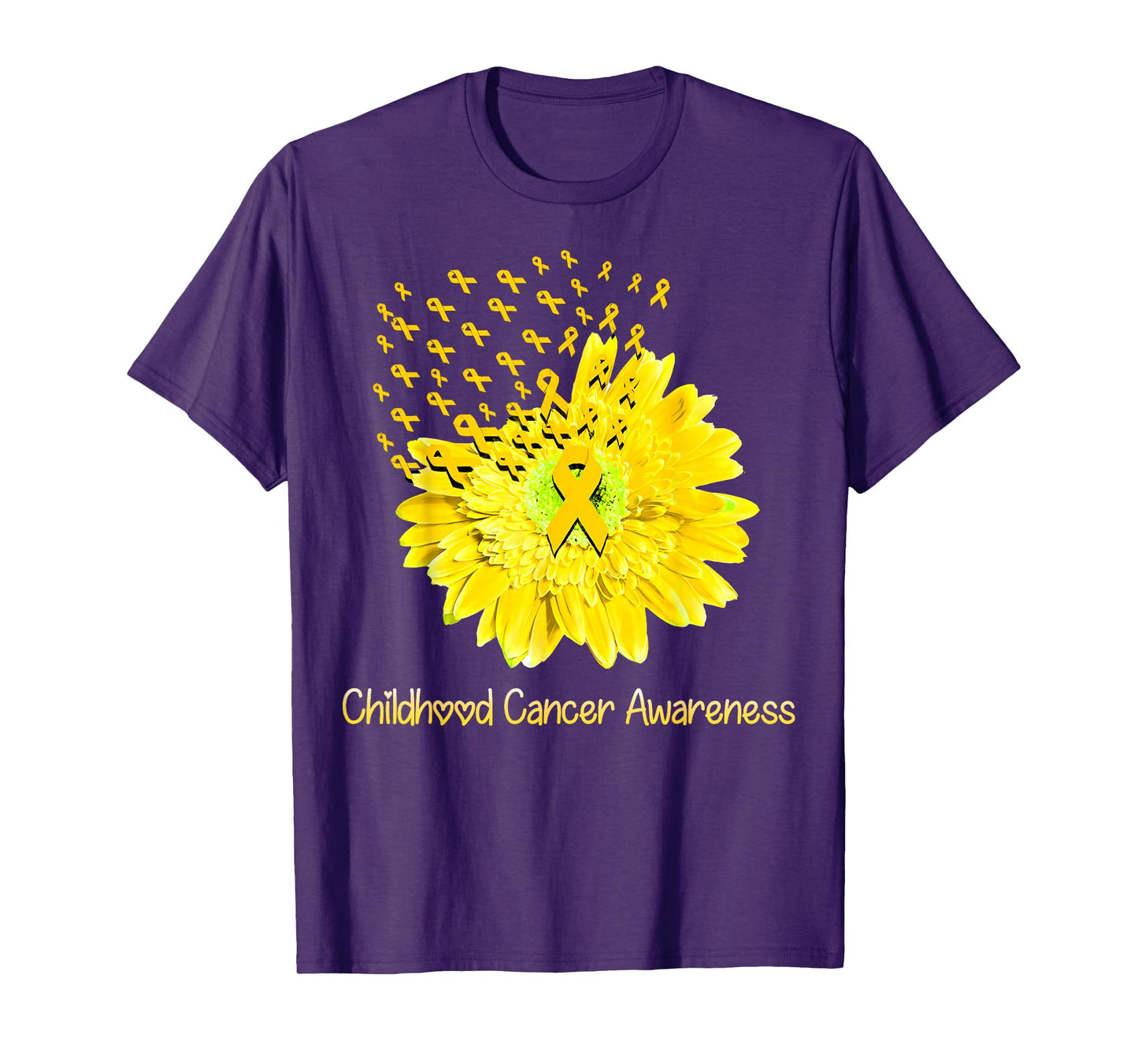 Faith Hope Love Gold Daisy Flower Childhood Cancer Awareness T-Shirt