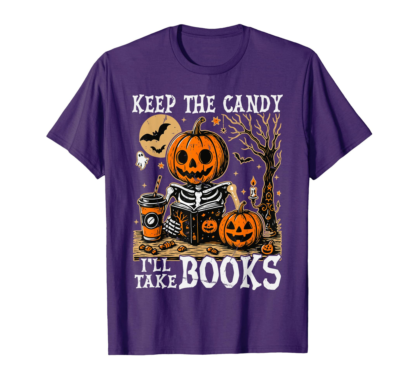 Keep The Candy I'll Take Books Skeleton Funny Halloween T-Shirt