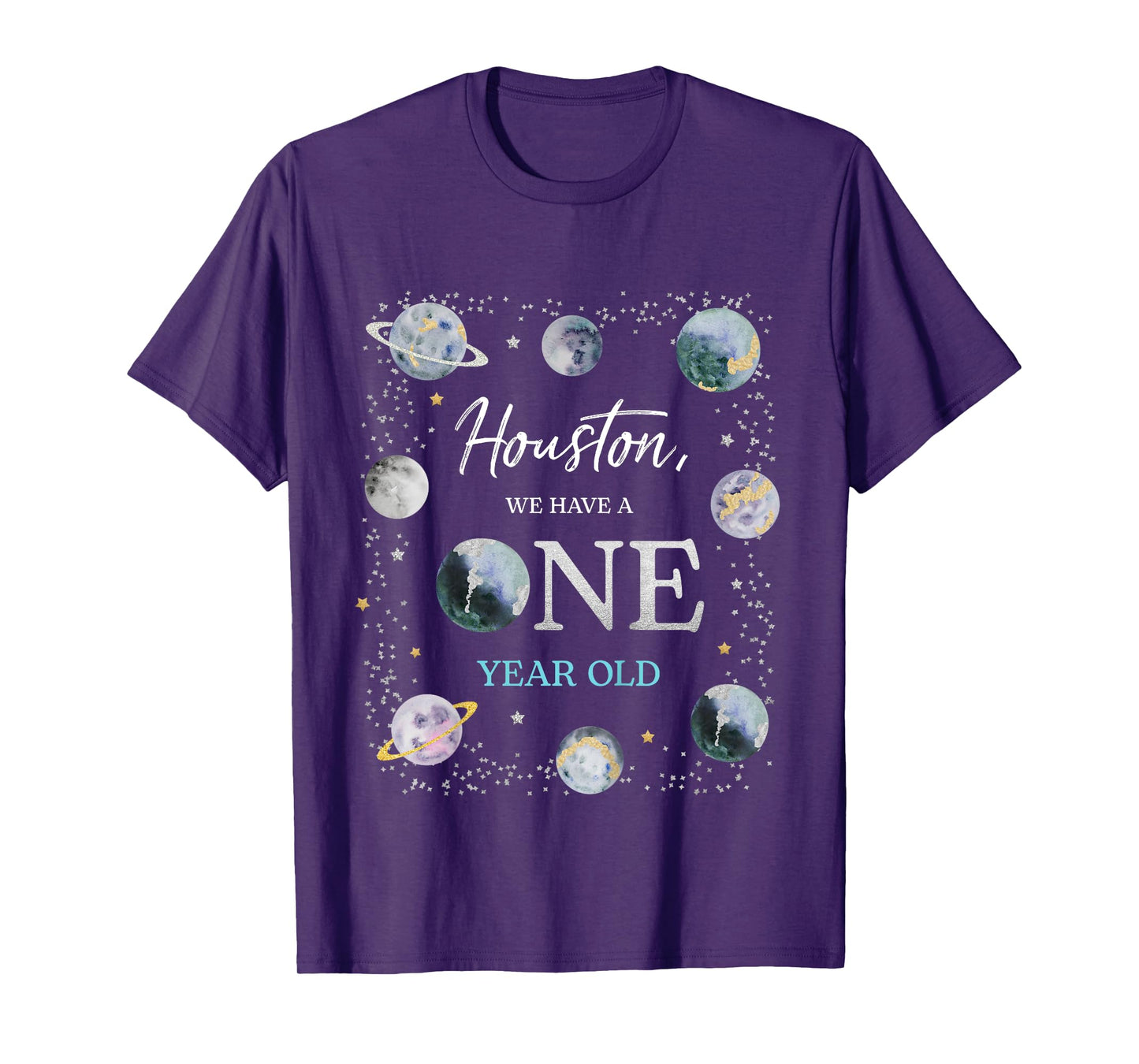 Kids Houston We Have A One Year Old Space Theme Boy 1st Birthday T-Shirt