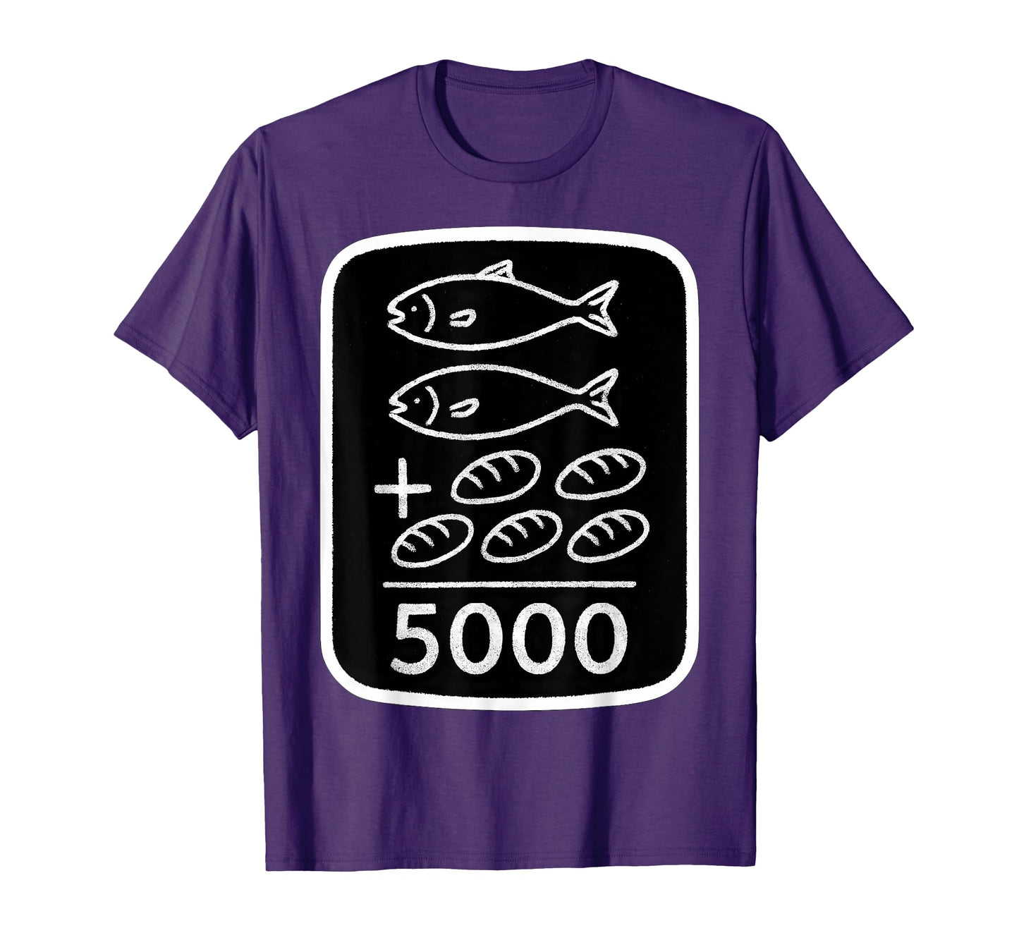 2 Fish 5 Breads Jesus Feeds 5000 Christian Bible Verse Quote T-Shirt