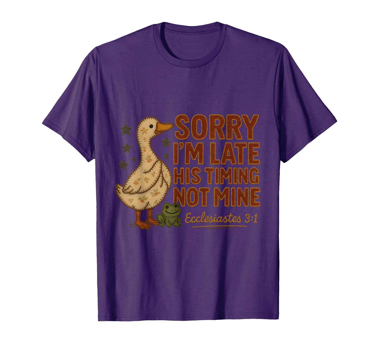 His Timing Not Mine Duck Frog Verse Funny Farm Retro T-Shirt
