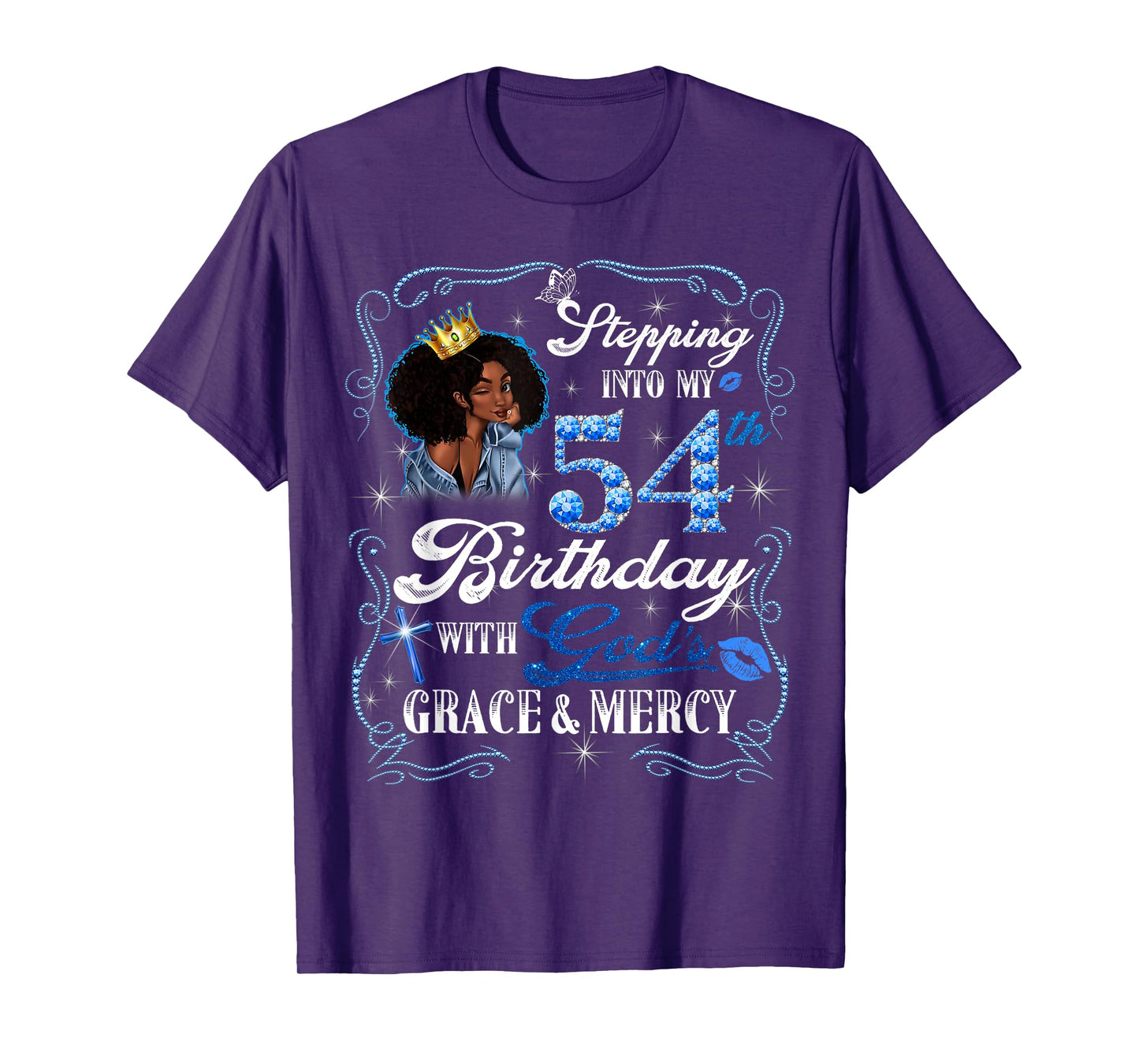 Womens Stepping Into My 54th Birthday With Grace & Faith T-Shirt