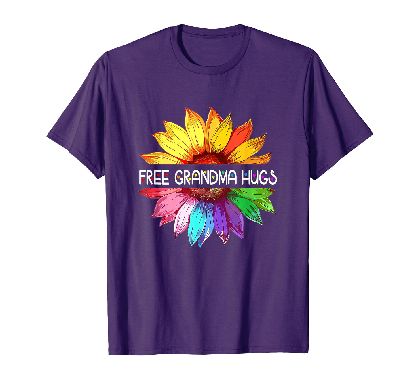Free Grandma Hugs Lgbtq Lgbt Pride Daisy Rainbow Flower T-Shirt