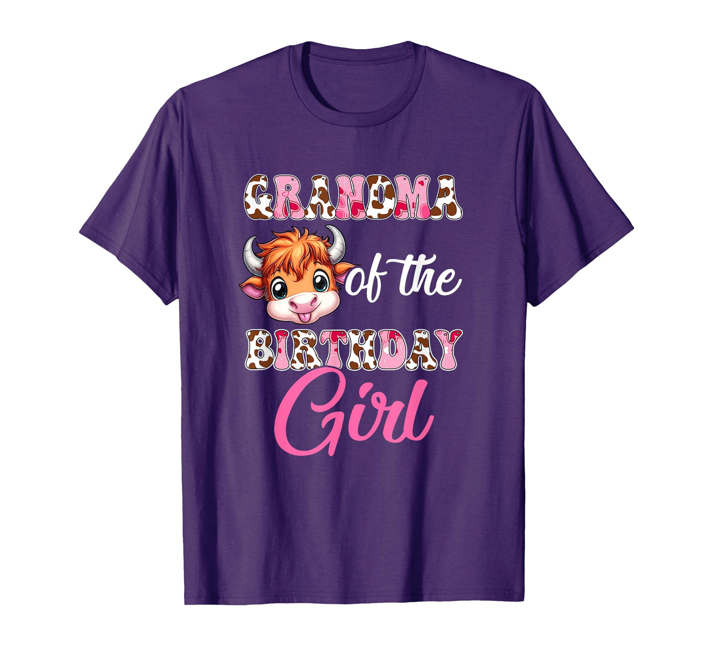Grandma Of The Birthday Girl Highland Cow Farm 1St Birthday T-Shirt