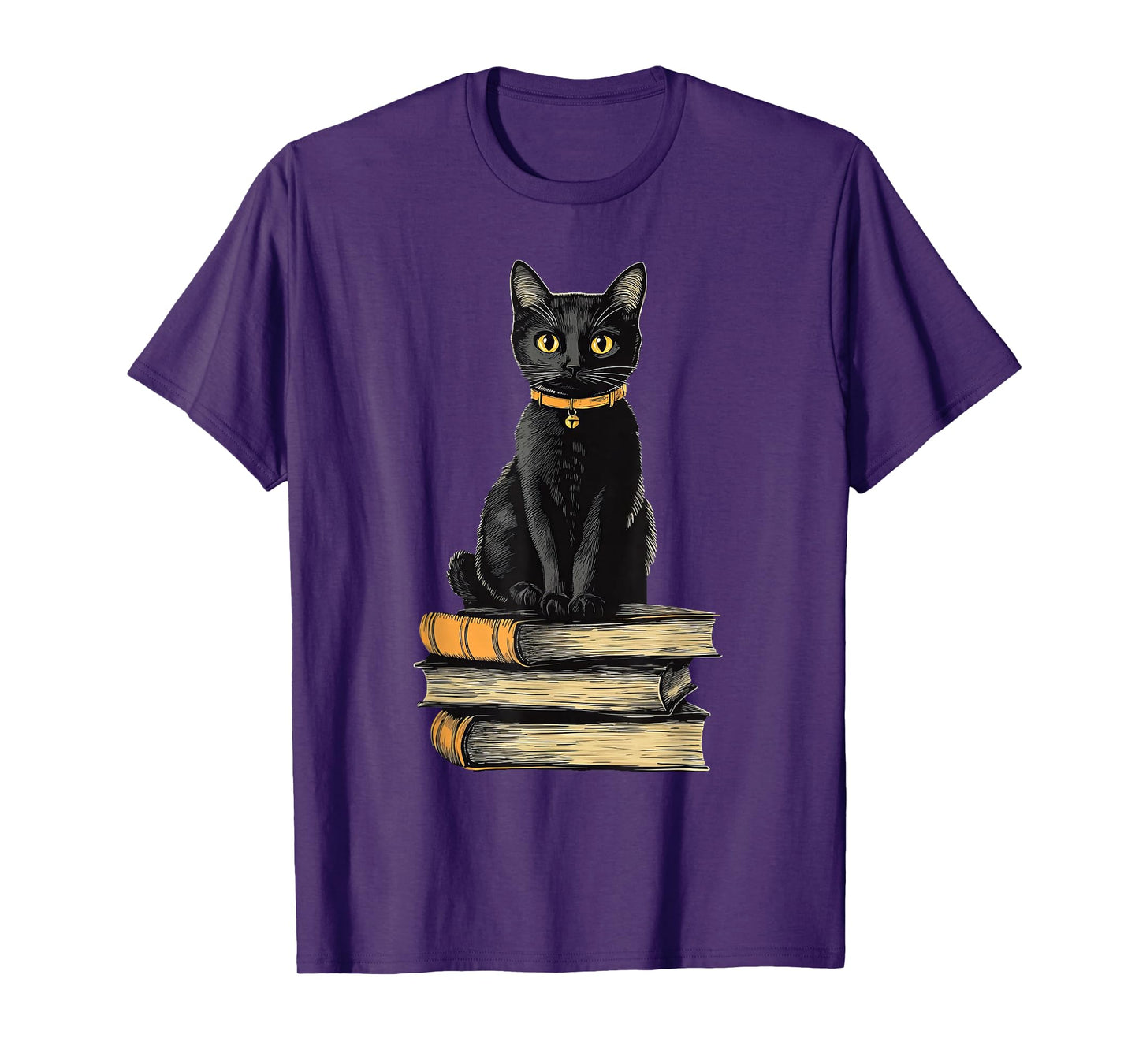 Black Cat Sitting On Books T-Shirt