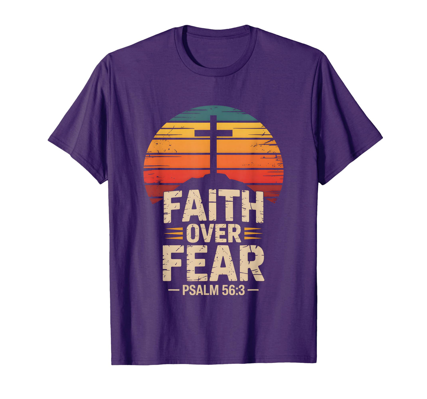 Faith Over Fear Psalm 56:3 Retro Christian Bible Verse T-Shirt