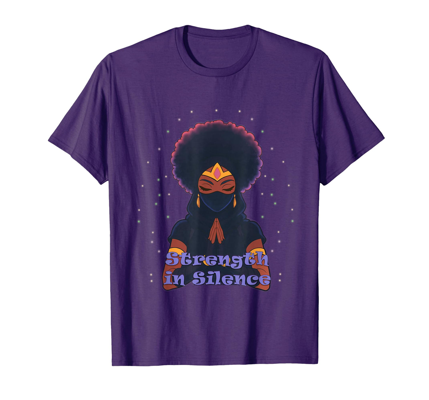 Strength in Silence | Afro Warrior Princess Praying Hands T-Shirt