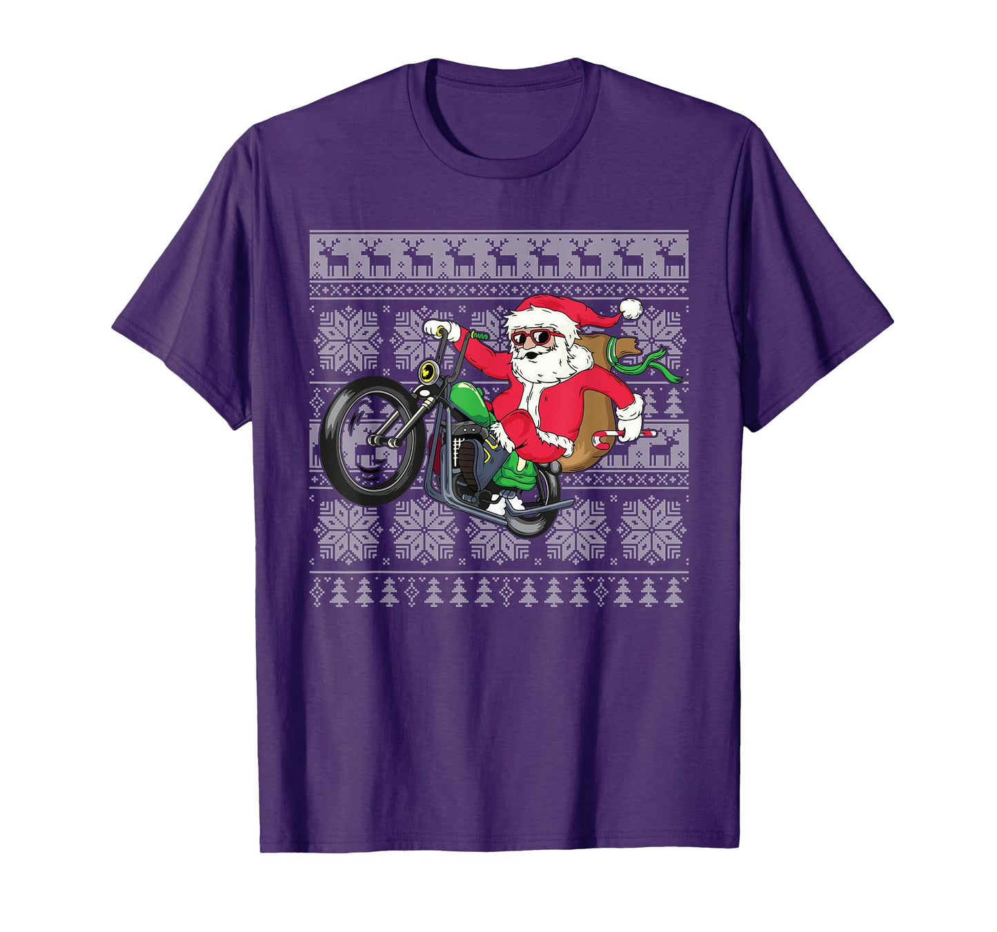 Santa on Motorcycle Ugly Christmas Sweater Xmas Gifts Men T-Shirt