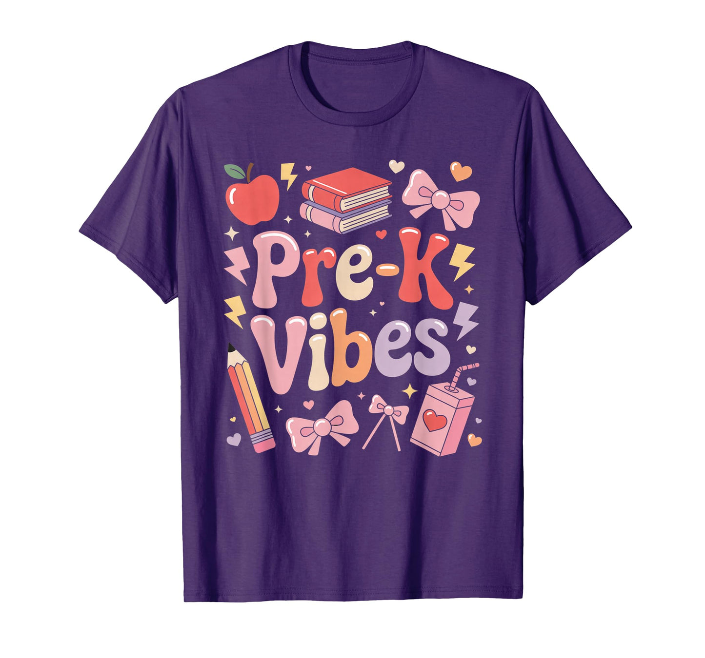 Pre-k Vibes Coquette Bow Back to School Teacher Prek T-Shirt