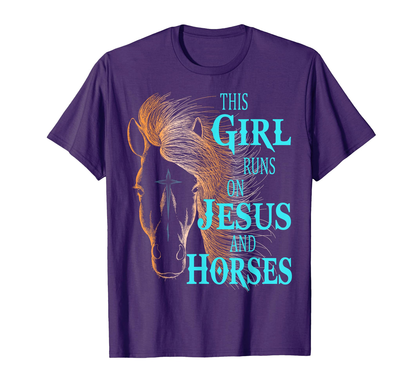 Christian THIS GIRL RUNS ON JESUS & HORSES Equestrian Rider T-Shirt