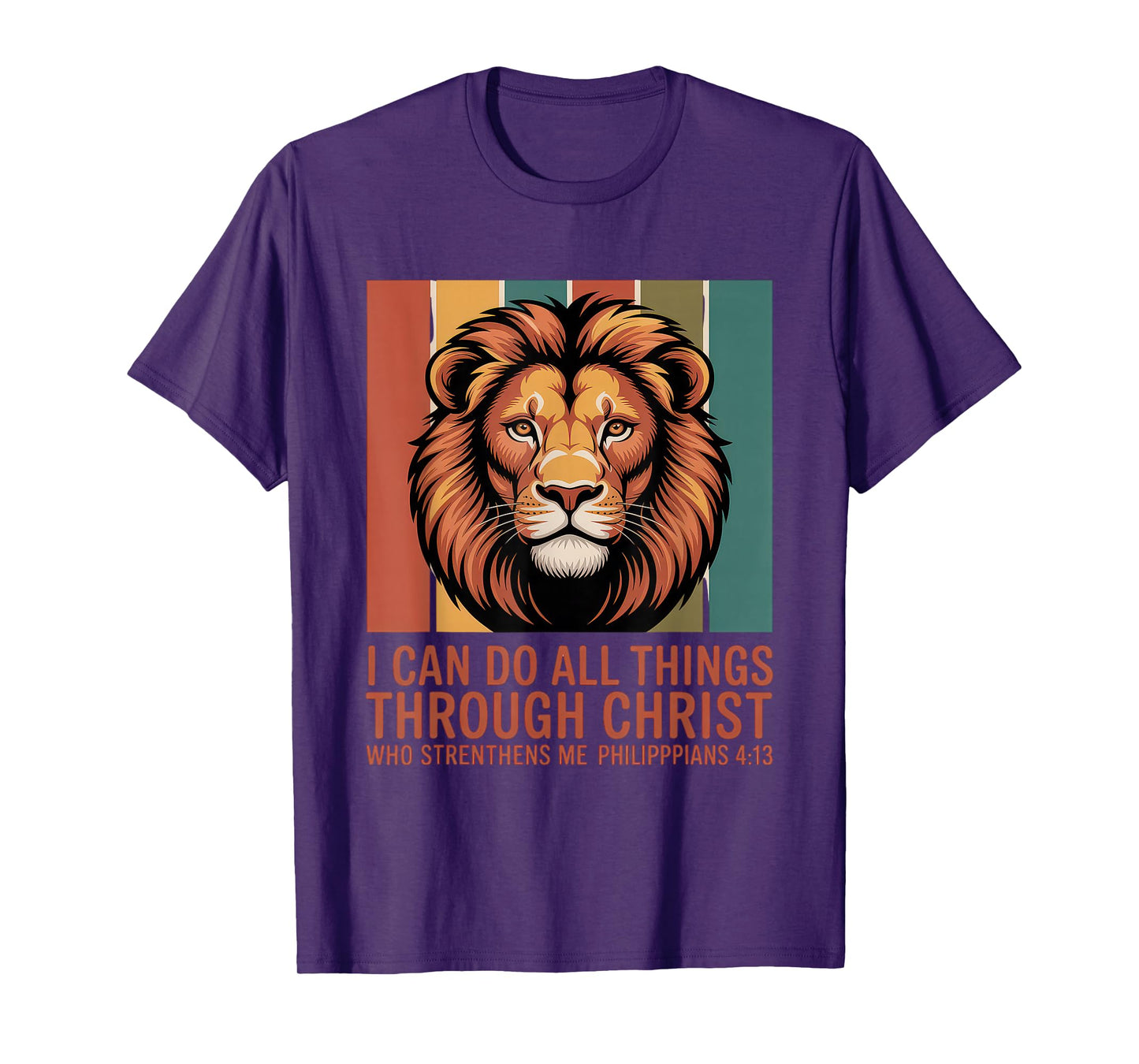Christian Tshirt Philippians 4:13 Religious Lion Strengthens T-Shirt