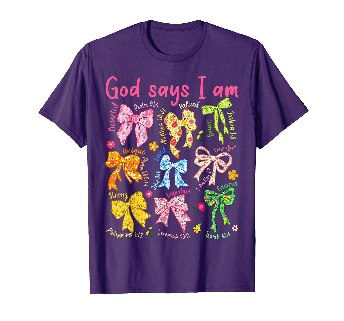 God Says I Am Coquette Bow Floral Christian Mother's Day T-Shirt