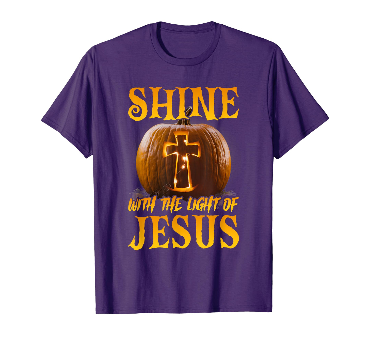Shine With The Light Of Jesus Christian Halloween Pumpkin T-Shirt