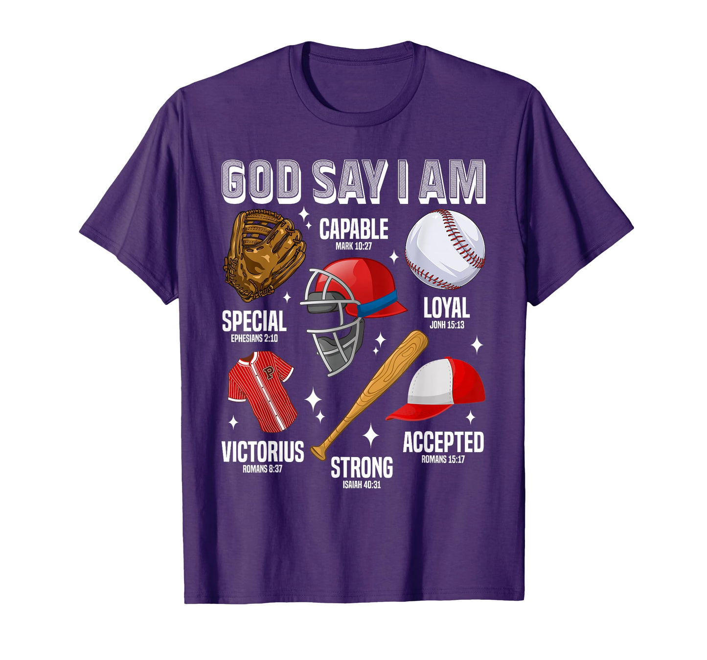Funny God Says I Am Baseball Player Catcher Pitcher Boys Men T-Shirt