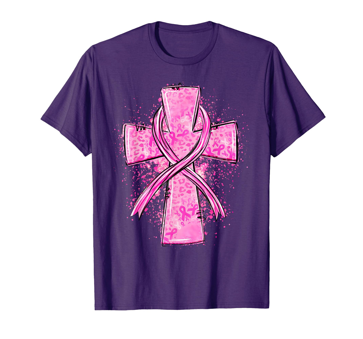 Faith Cross Pink Ribbon Breast Cancer Awareness Christian T-Shirt