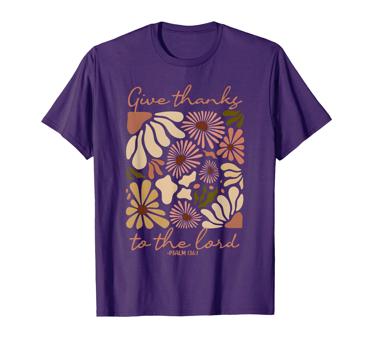Give Thanks To The Lord Boho Floral Christian Thanksgiving T-Shirt