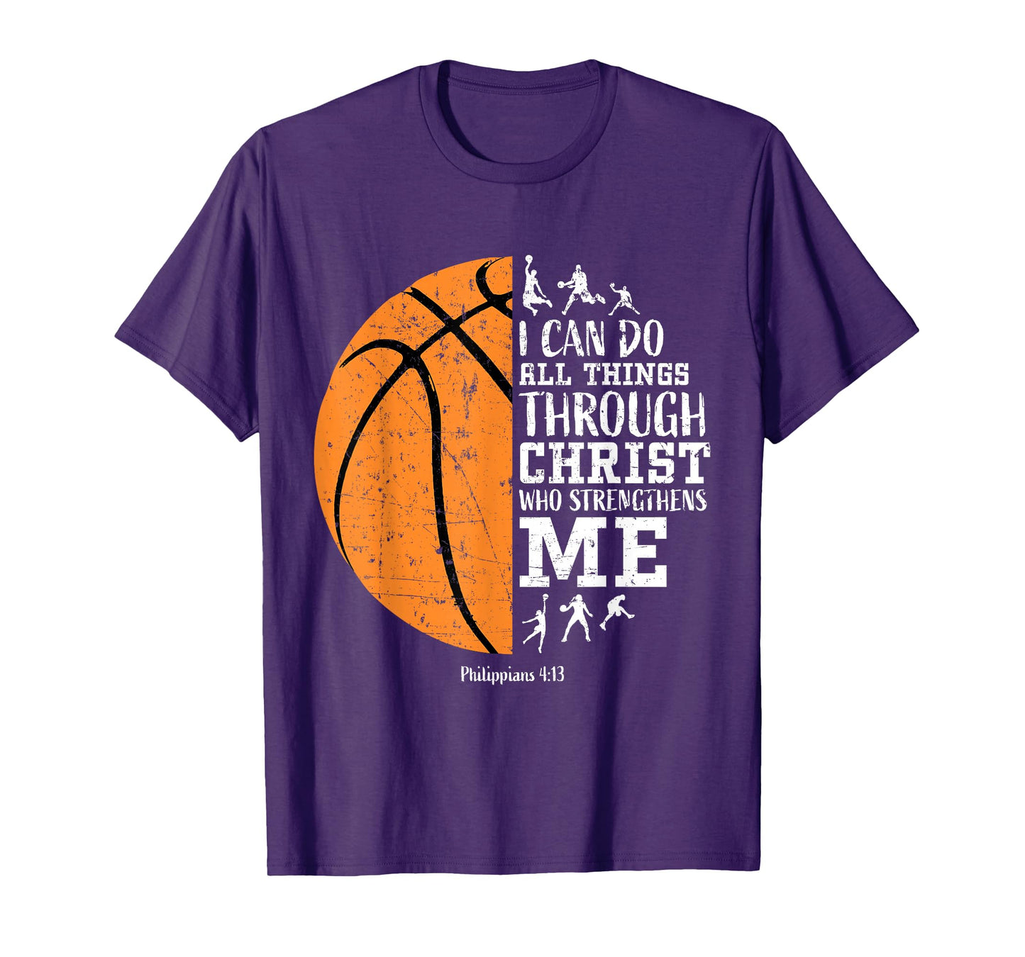 Christian Basketball Gifts Boys Philippians 4:13 Jesus Faith T-Shirt