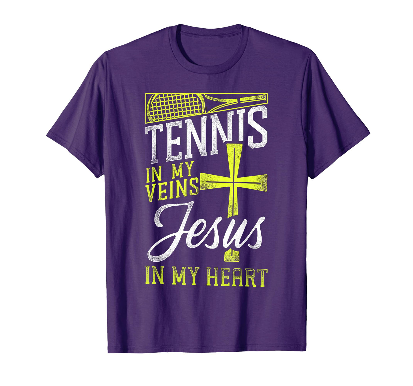 Funny Tennis Player Racket Jesus Faith Christian Tennis In T-Shirt