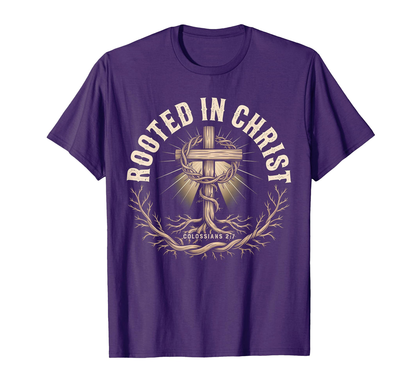 Vintage Stamp Rooted in Christ, Jesus Shirts Christian Cross T-Shirt