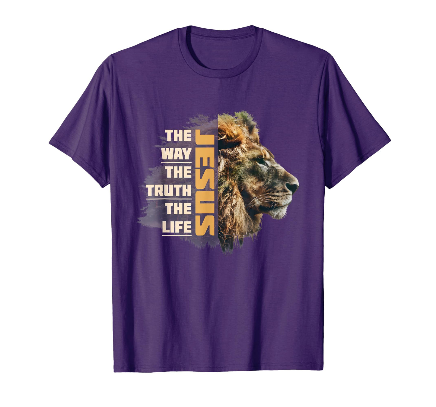 Jesus The Way Truth Life Lion Faith Christian Religious T-Shirt