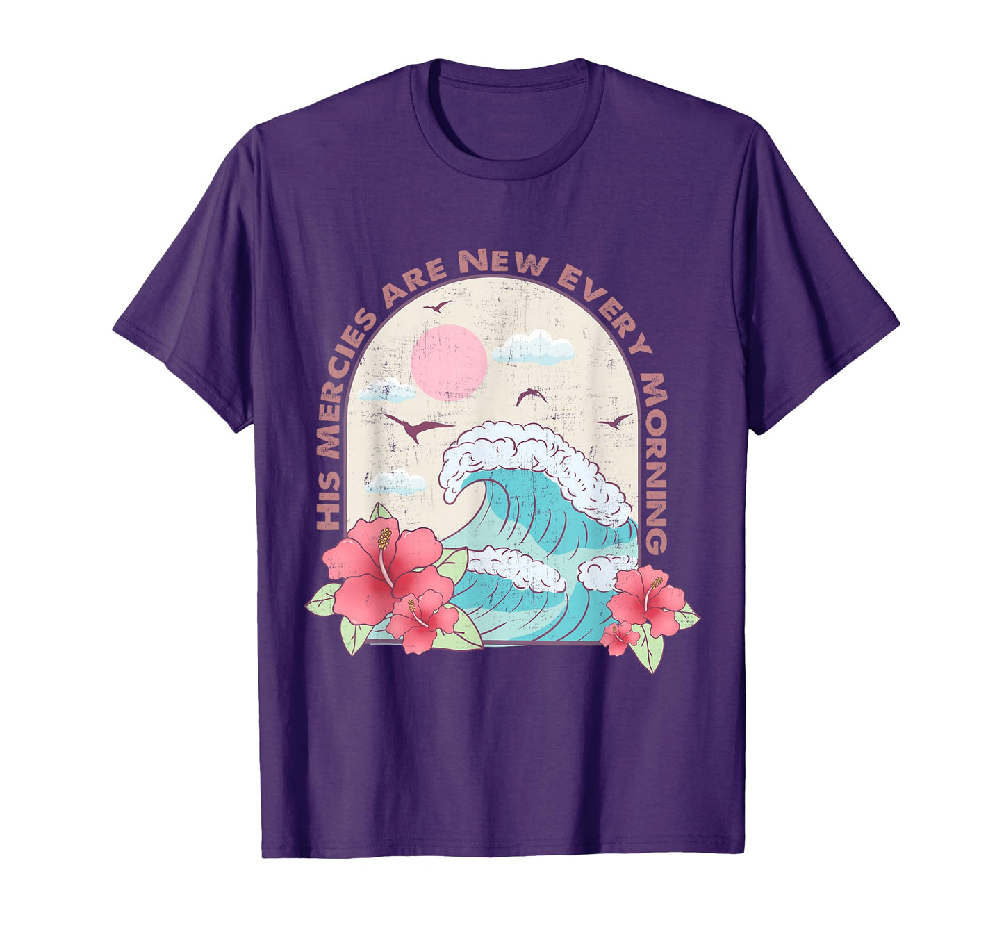 Christian Summer Religious Bible Ocean Wave His Mercy Beach T-Shirt