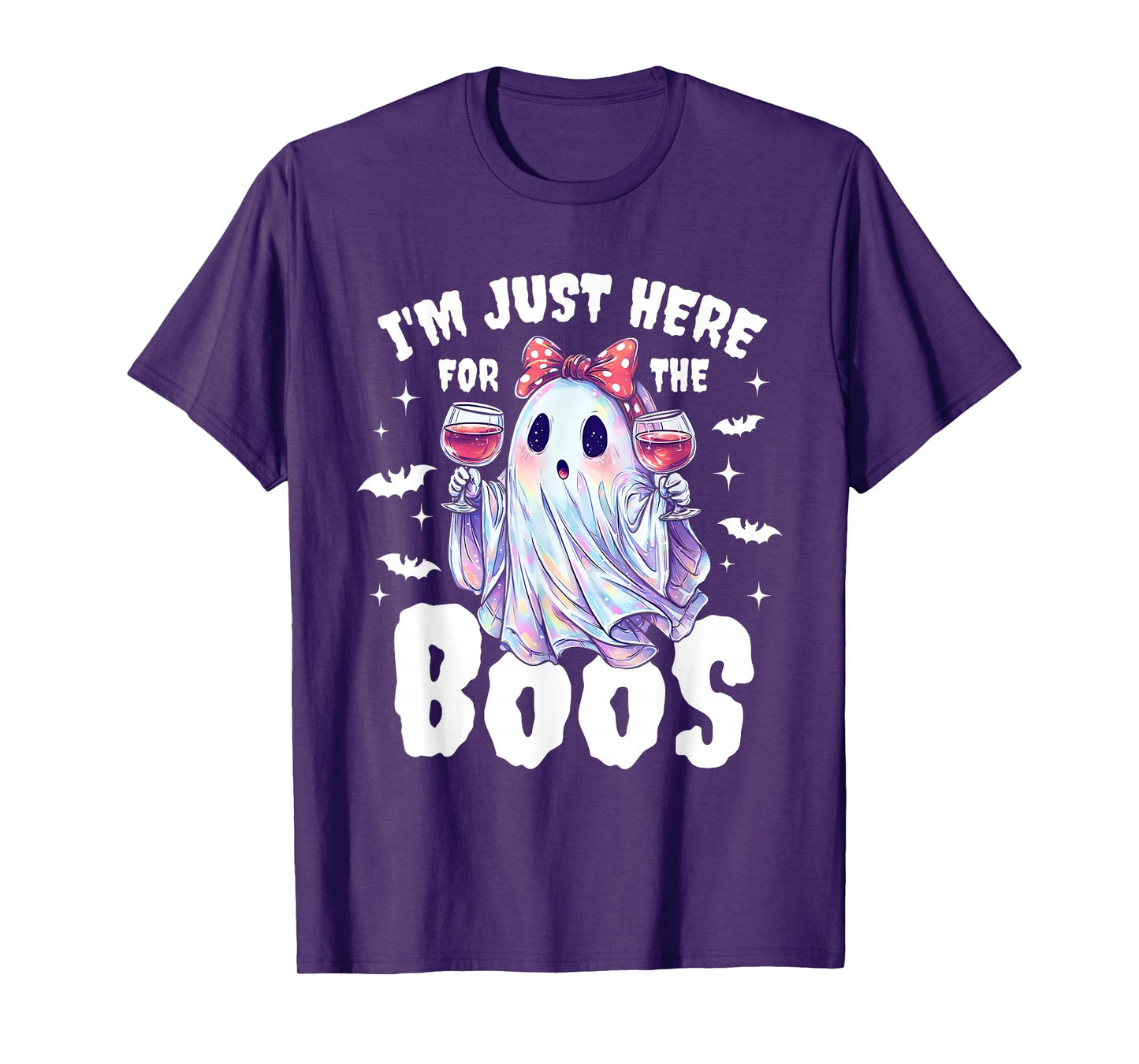 Cute Ghost Wine Halloween Design T-Shirt