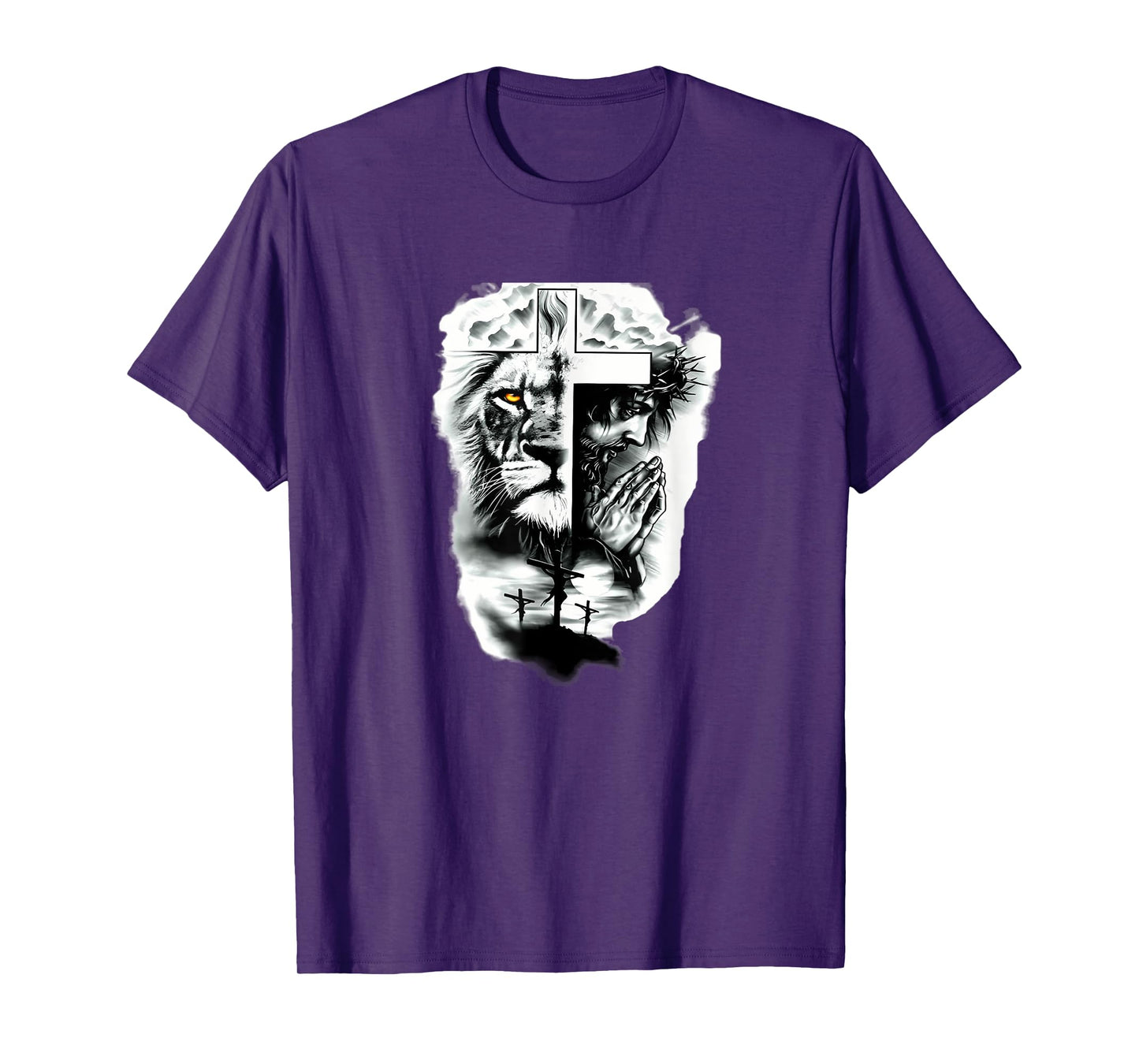 Christian Art Jesus The Cross Lion Of Judah Christ Religious T-Shirt