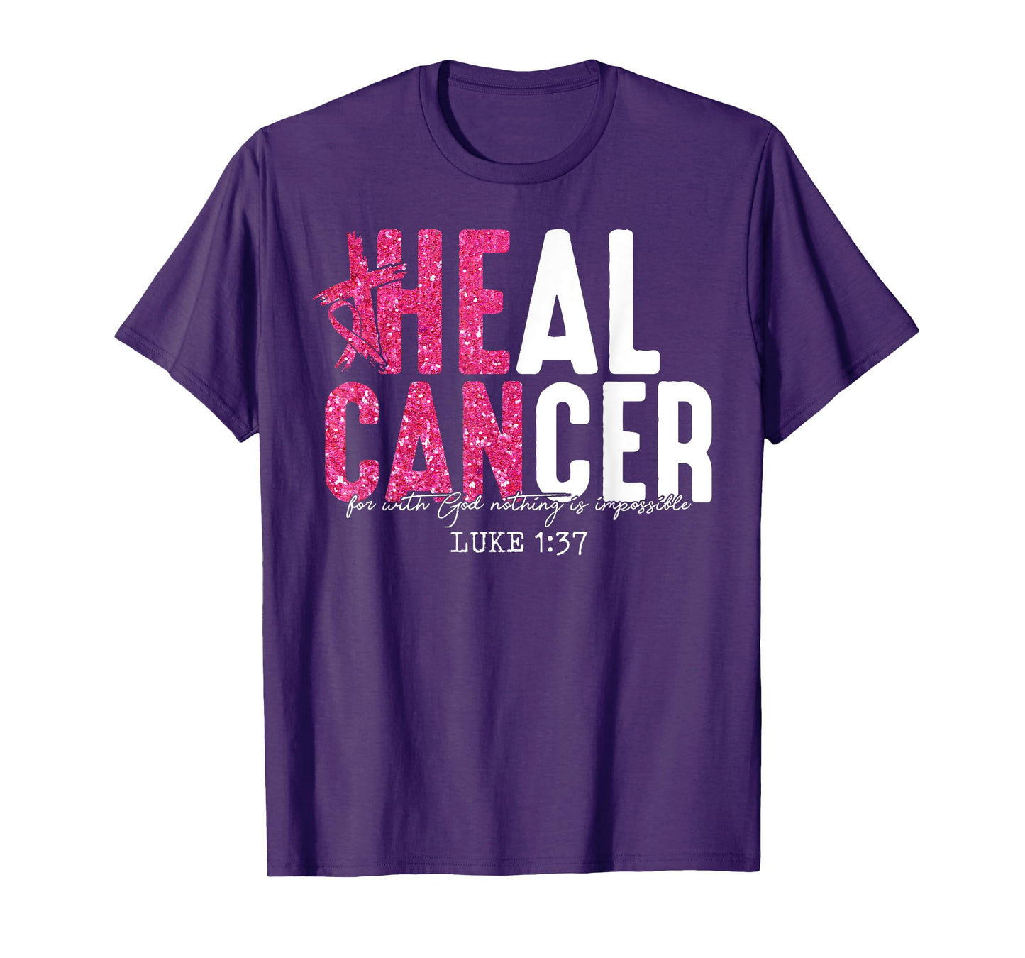 Heal Cancer Believe God Christian Breast Cancer Awareness T-Shirt