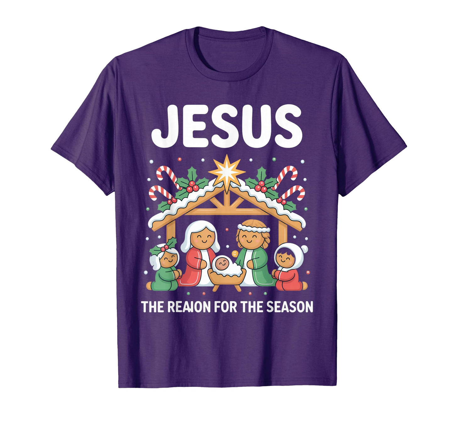 Jesus The Reason for The Season Christmas Spirit Nativity T-Shirt