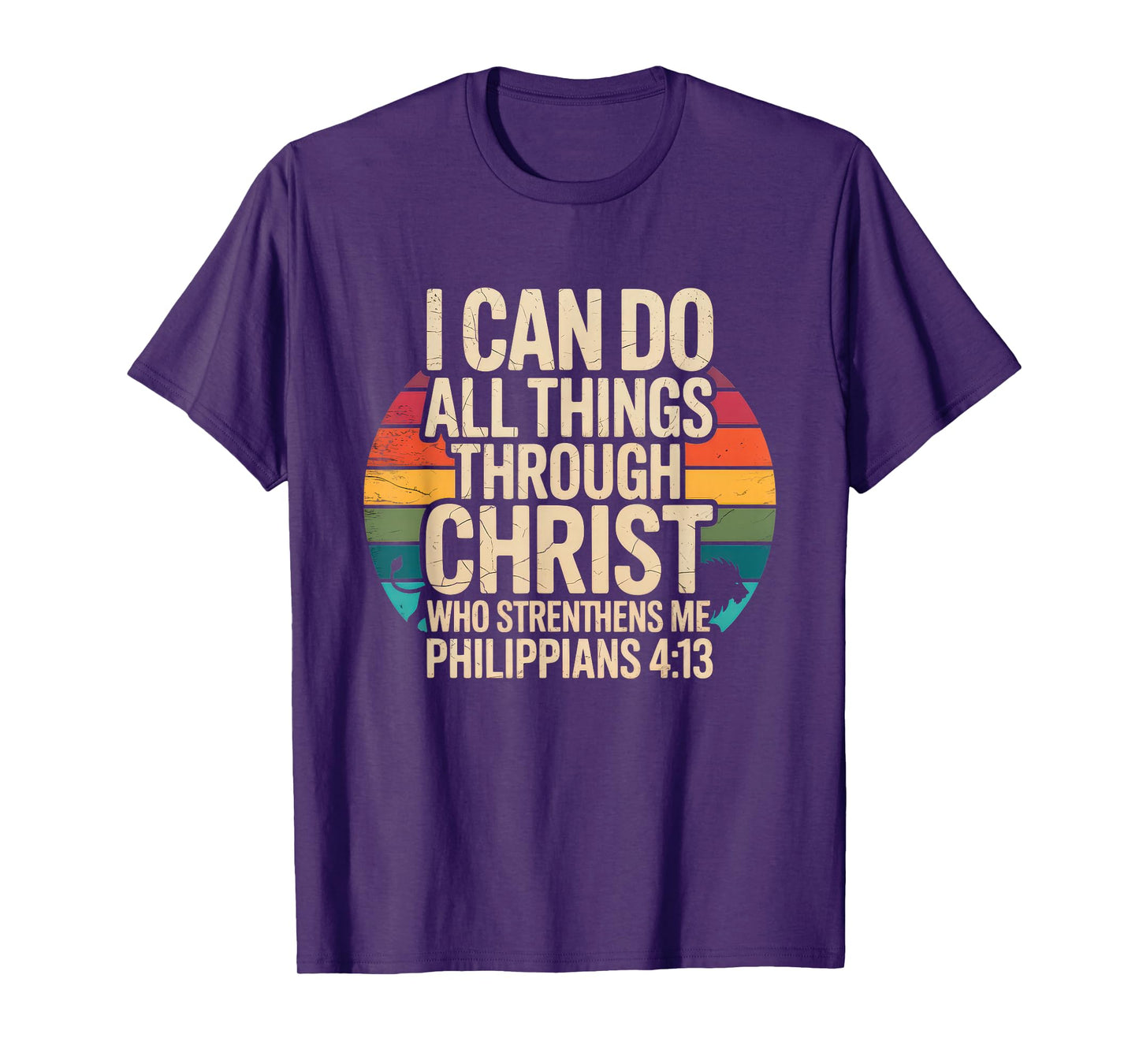 Christian Tshirt Philippians 4:13 Religious Lion Strengthens T-Shirt