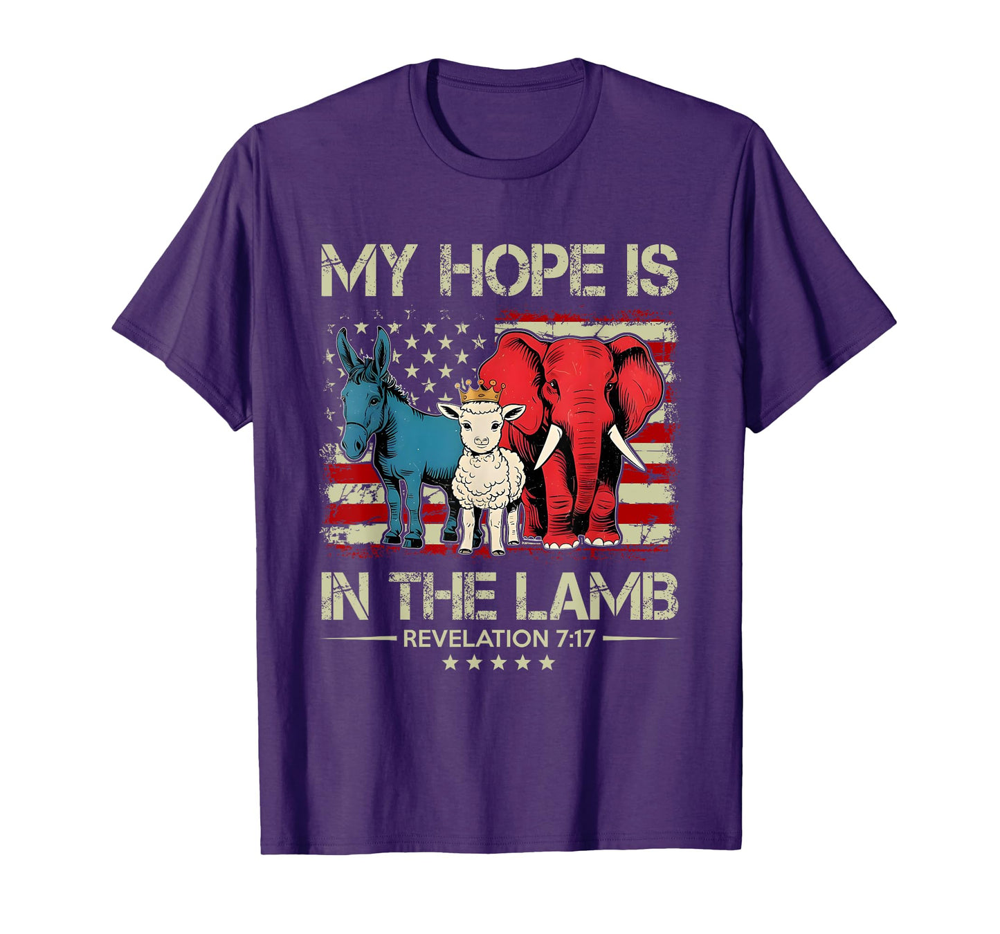 My Hope is in the Lamb Elephant Donkey USA Funny Scripture T-Shirt