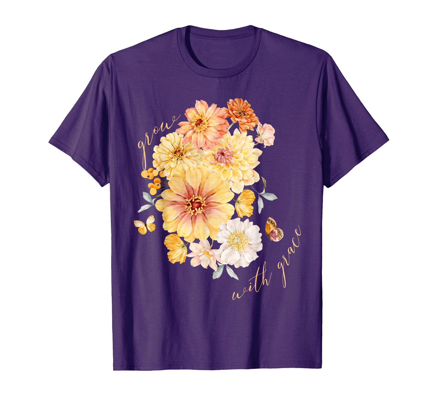 Floral Grow with Grace Autumn Fall Thanksgiving Christian T-Shirt