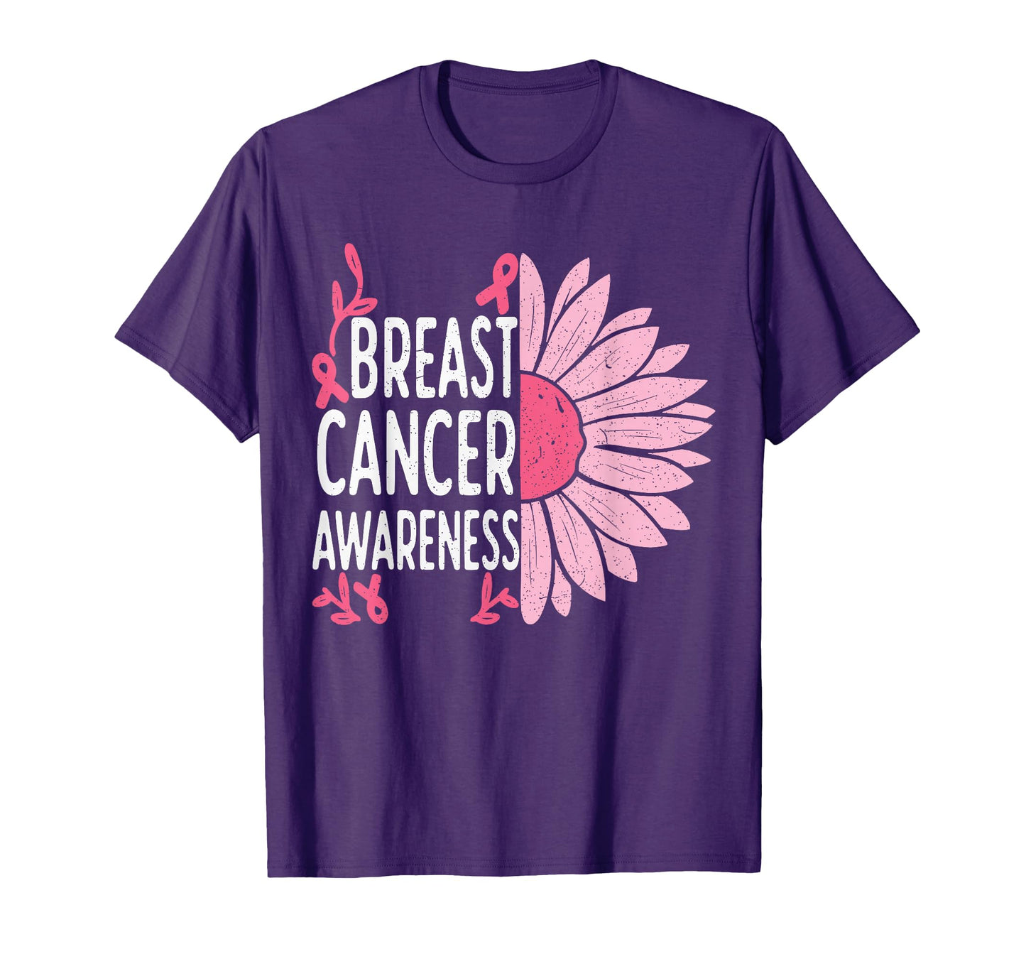 Sunflower Pink Ribbon Breast Cancer Awareness T-Shirt