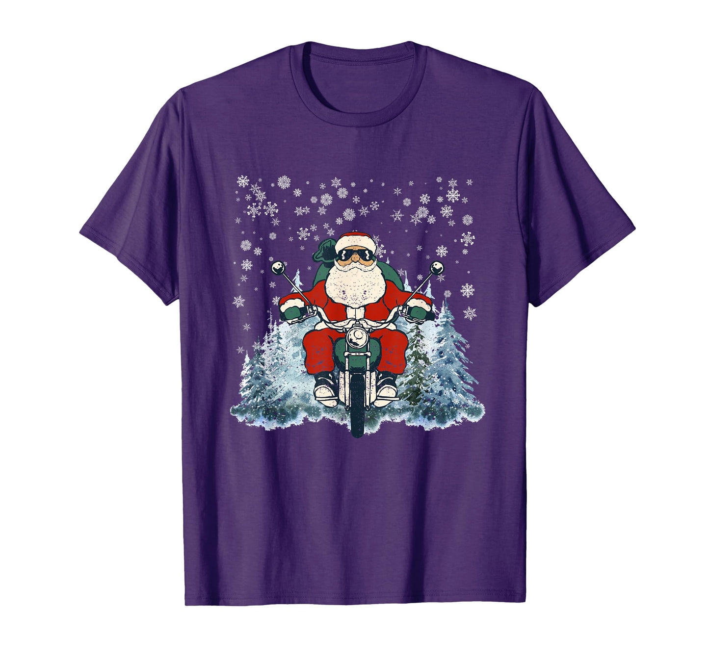 Biker Santa Claus On Motorcycle Funny Christmas Biking Ride T-Shirt